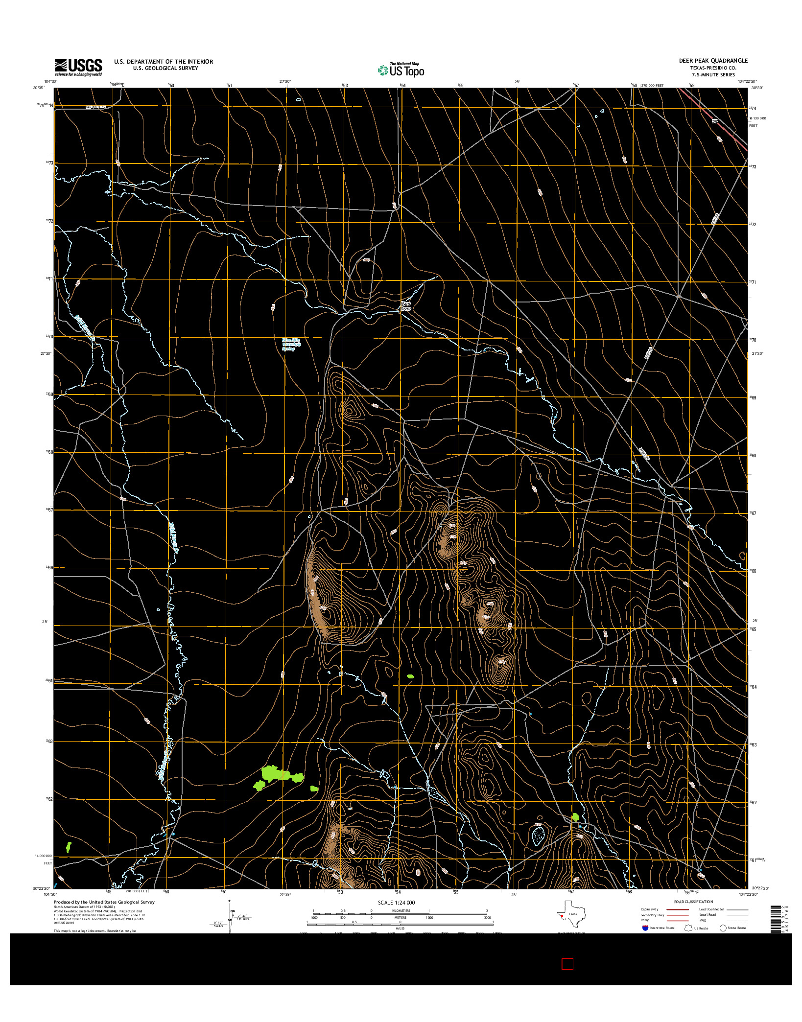 USGS US TOPO 7.5-MINUTE MAP FOR DEER PEAK, TX 2016