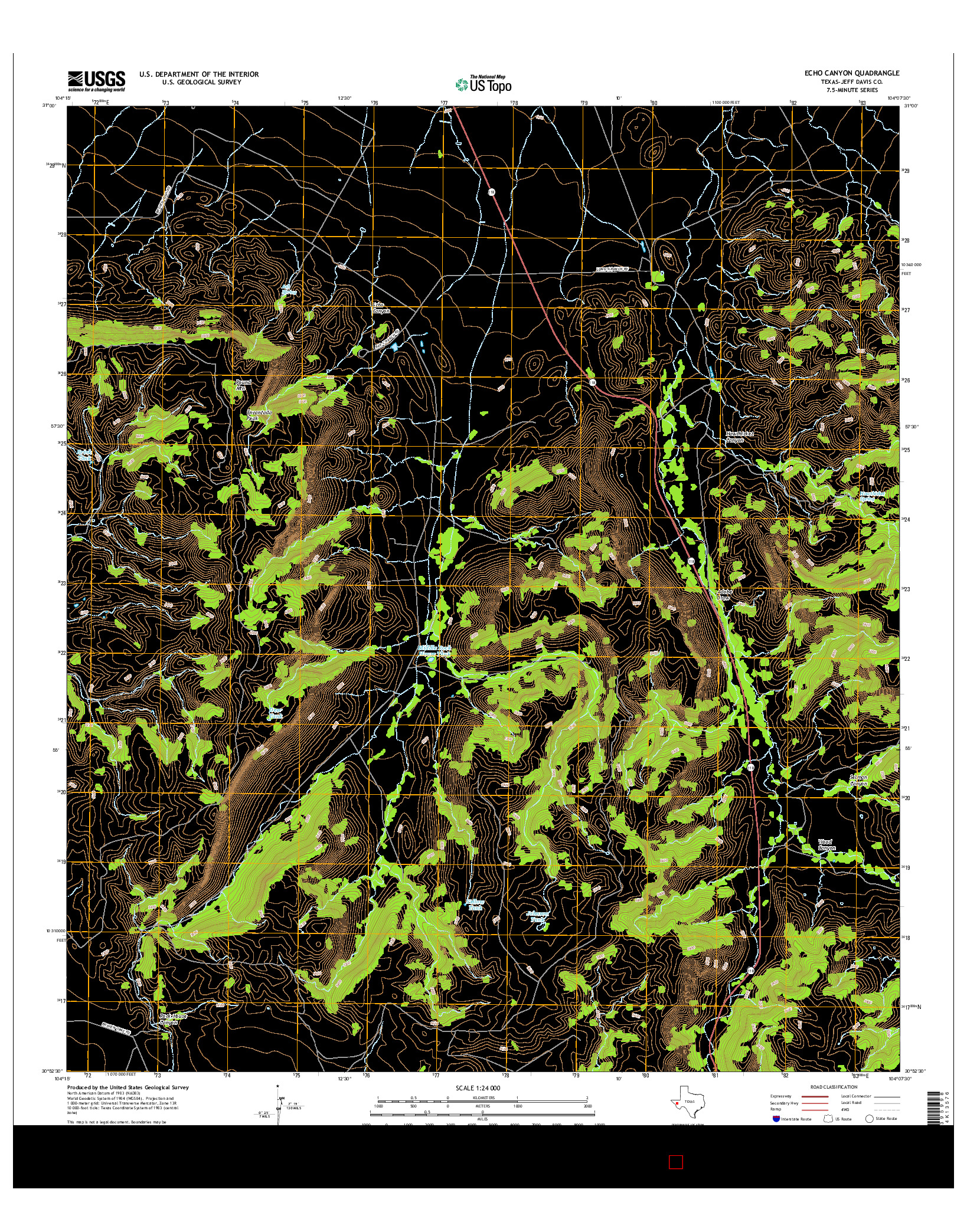 USGS US TOPO 7.5-MINUTE MAP FOR ECHO CANYON, TX 2016