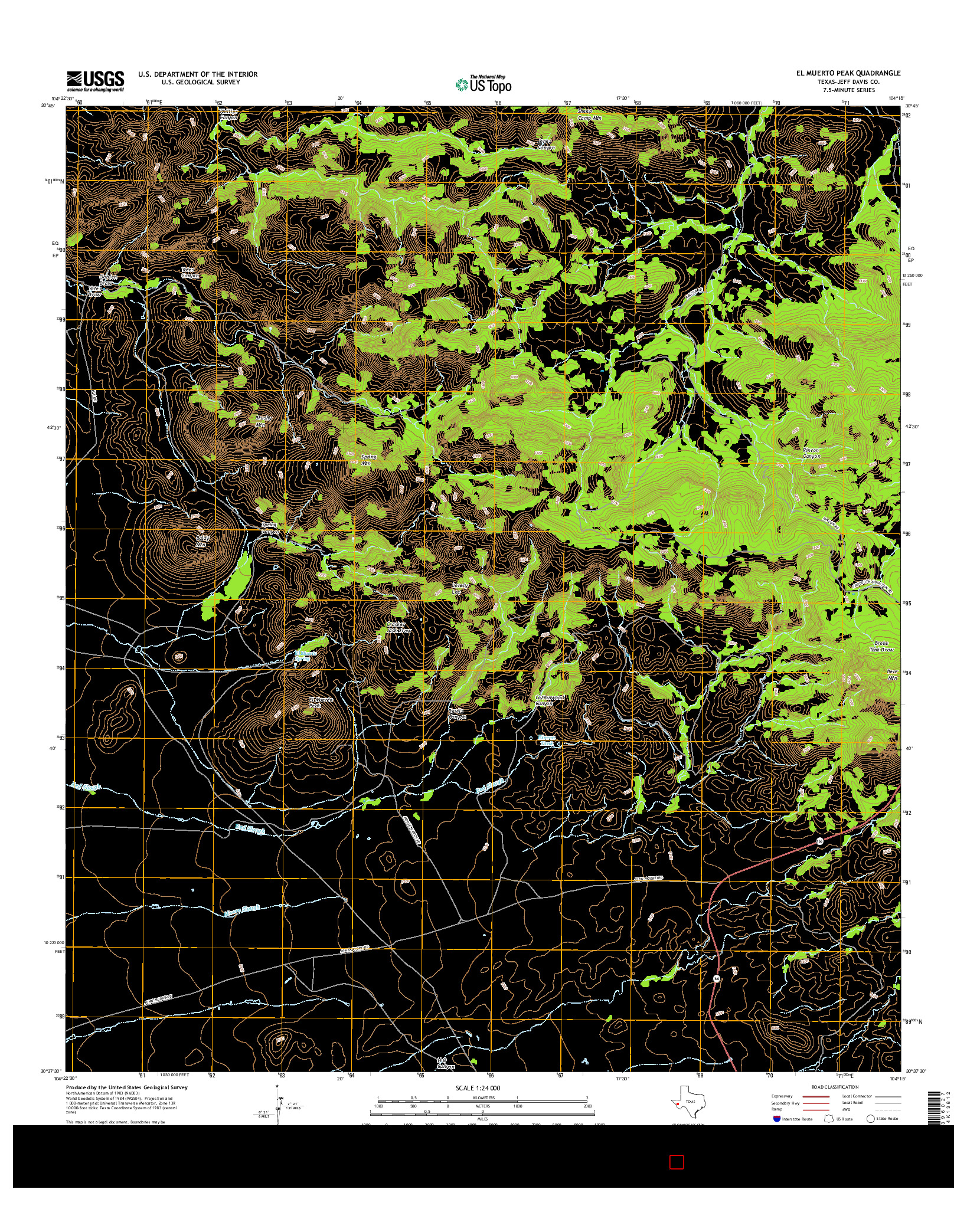 USGS US TOPO 7.5-MINUTE MAP FOR EL MUERTO PEAK, TX 2016
