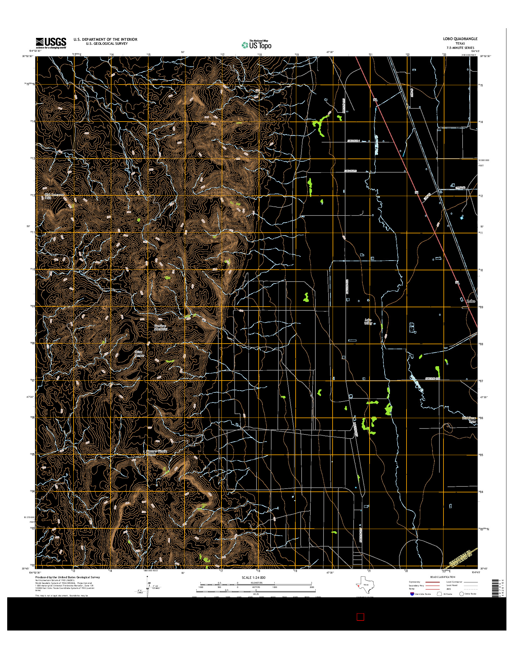USGS US TOPO 7.5-MINUTE MAP FOR LOBO, TX 2016