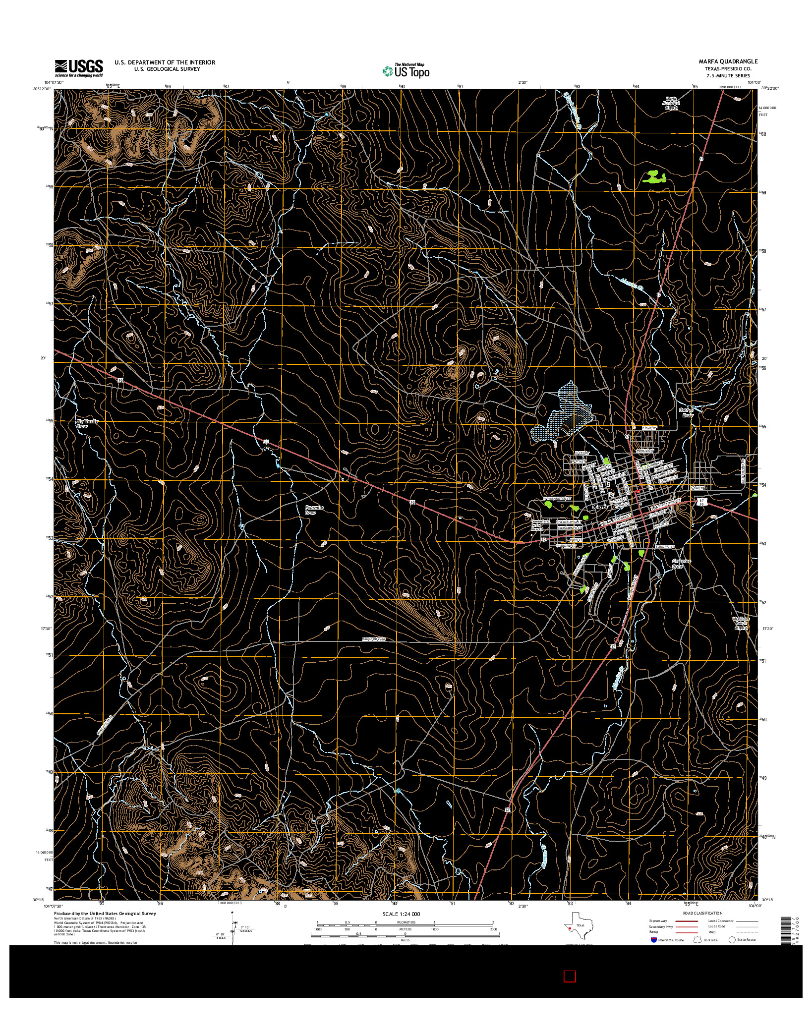 USGS US TOPO 7.5-MINUTE MAP FOR MARFA, TX 2016