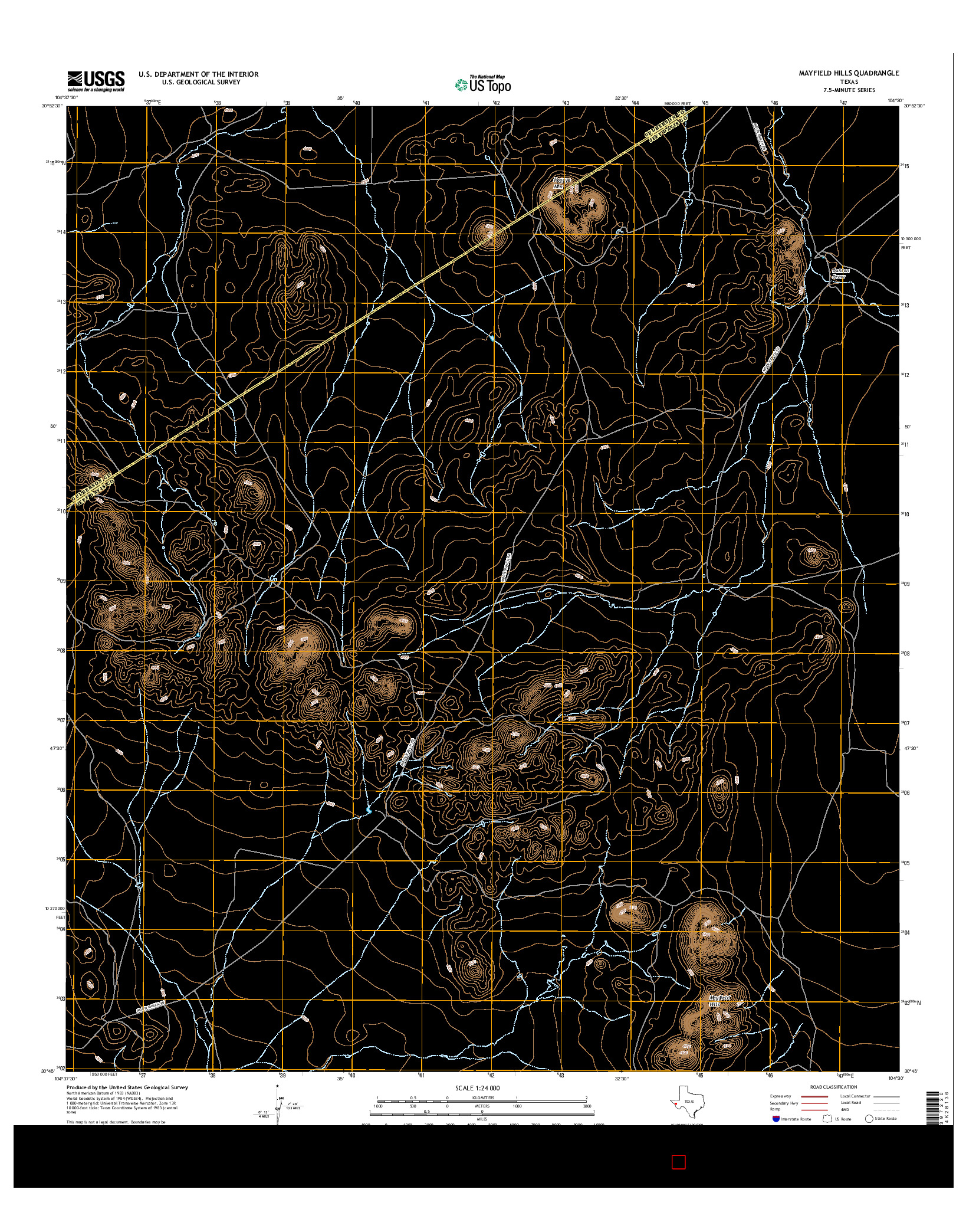 USGS US TOPO 7.5-MINUTE MAP FOR MAYFIELD HILLS, TX 2016