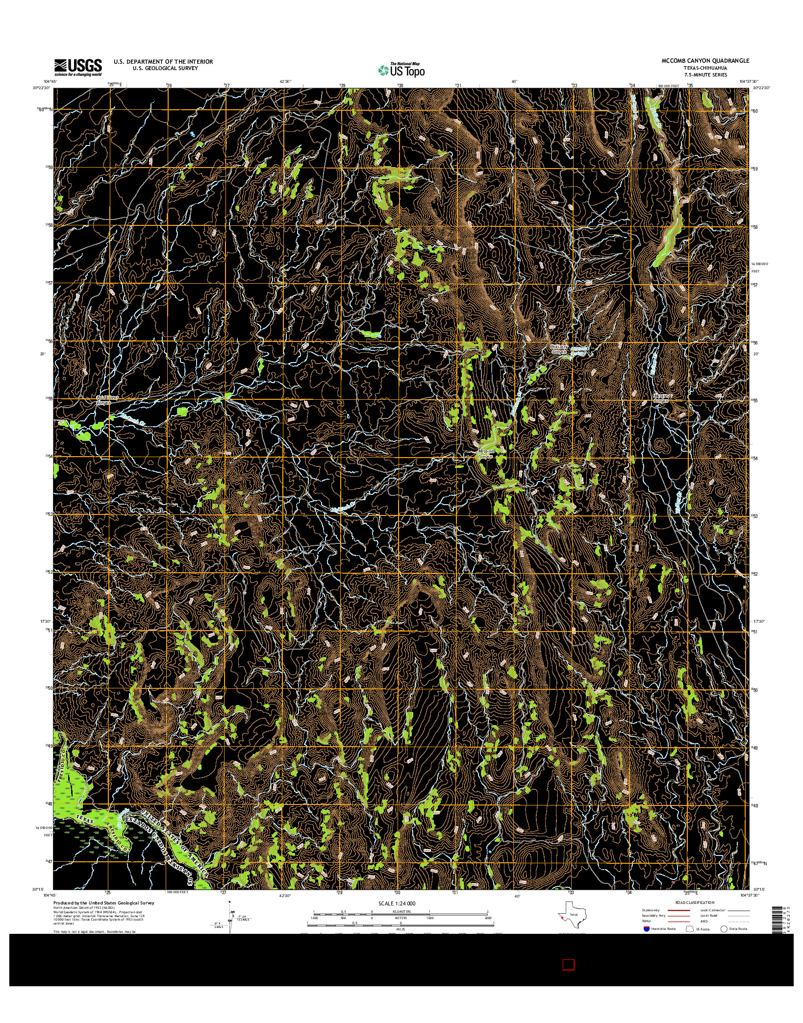 USGS US TOPO 7.5-MINUTE MAP FOR MCCOMB CANYON, TX-CHH 2016