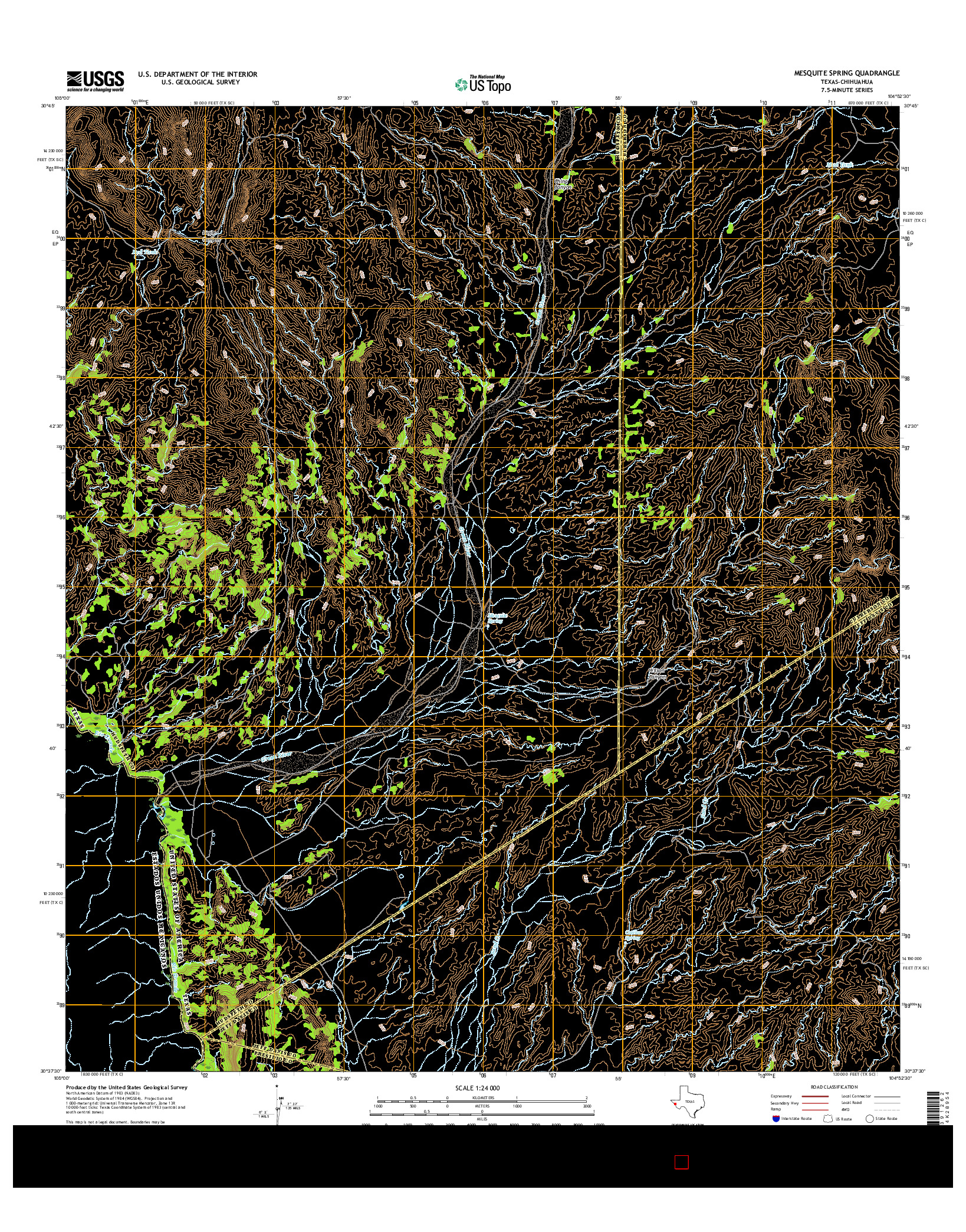 USGS US TOPO 7.5-MINUTE MAP FOR MESQUITE SPRING, TX-CHH 2016