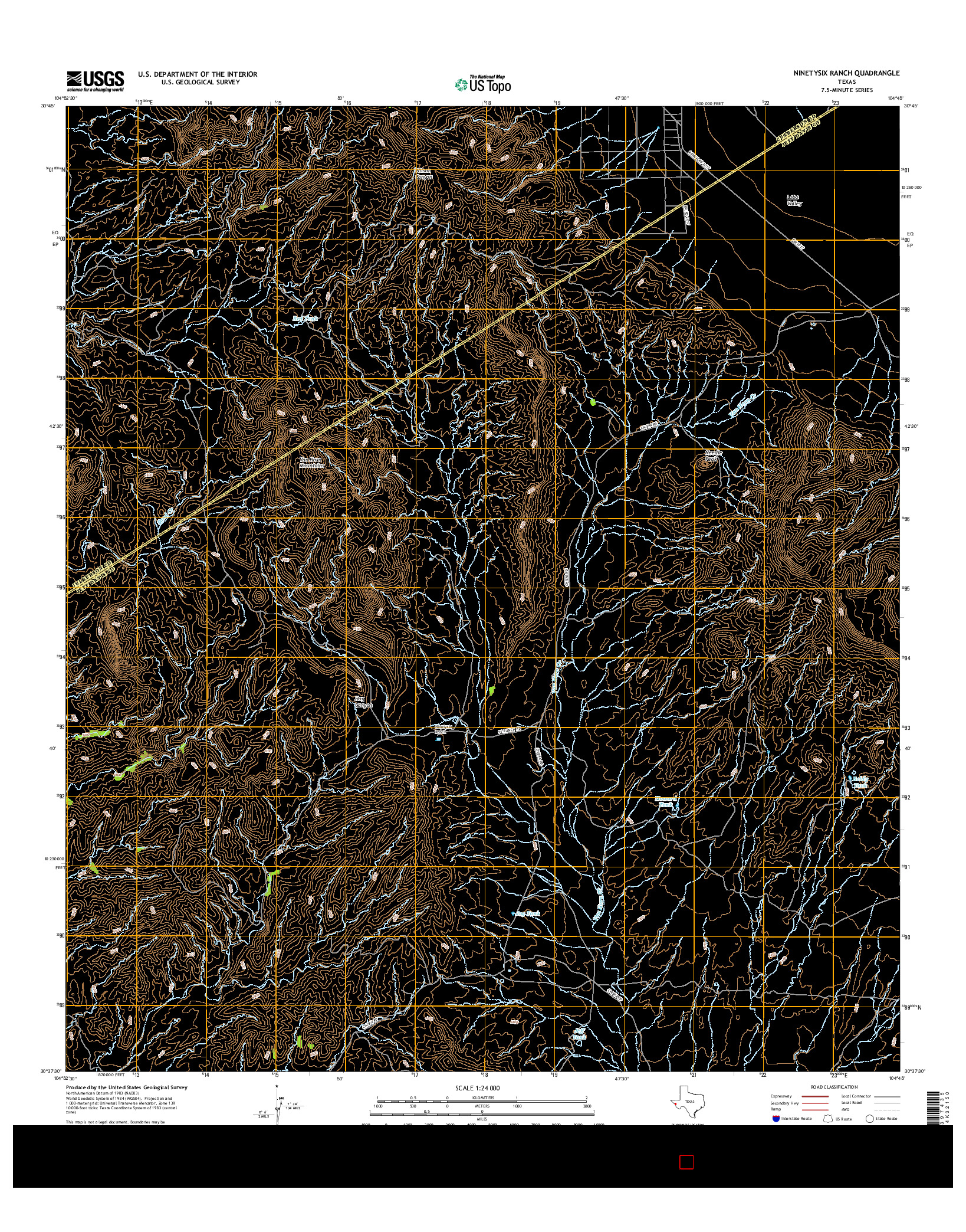 USGS US TOPO 7.5-MINUTE MAP FOR NINETYSIX RANCH, TX 2016