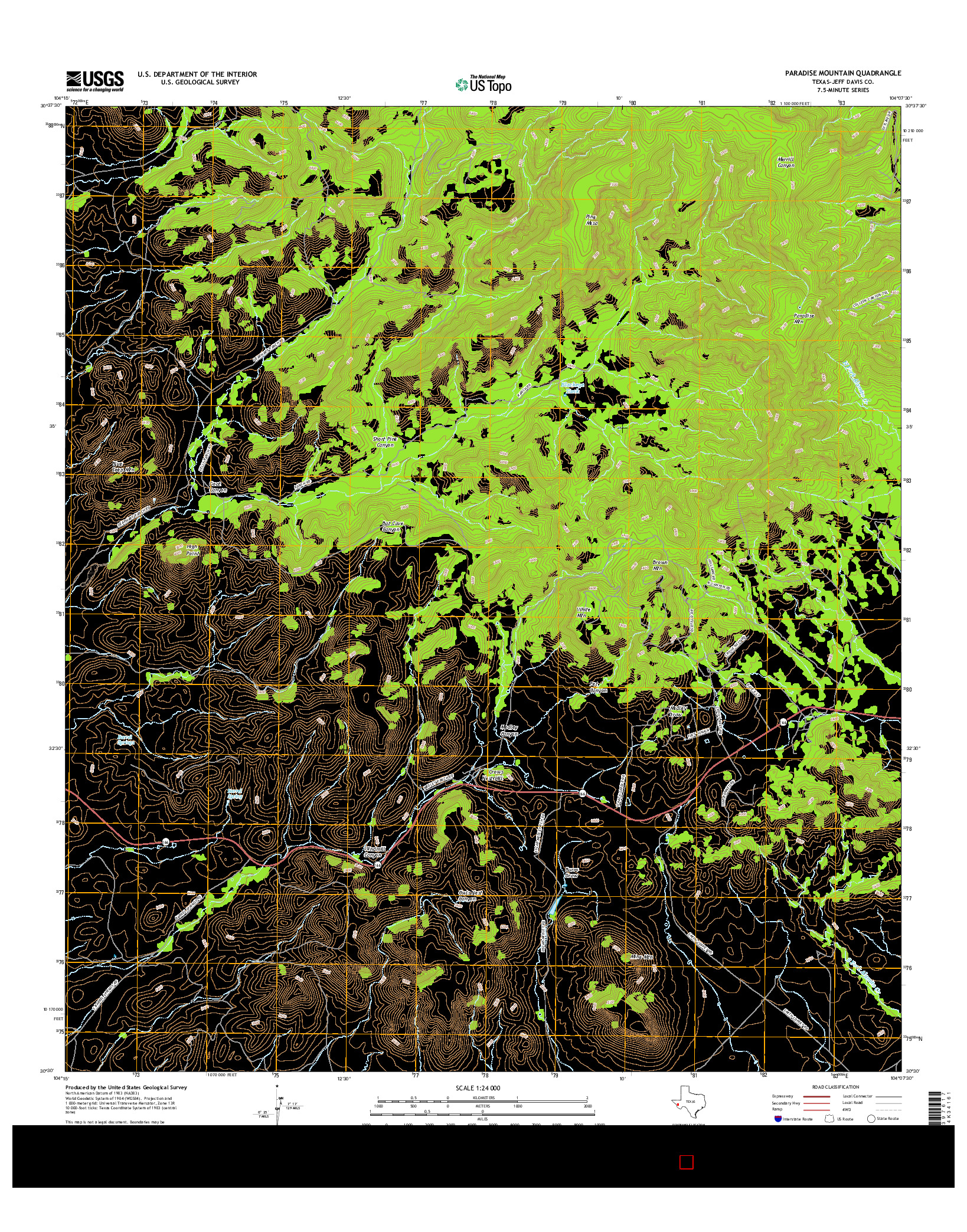 USGS US TOPO 7.5-MINUTE MAP FOR PARADISE MOUNTAIN, TX 2016