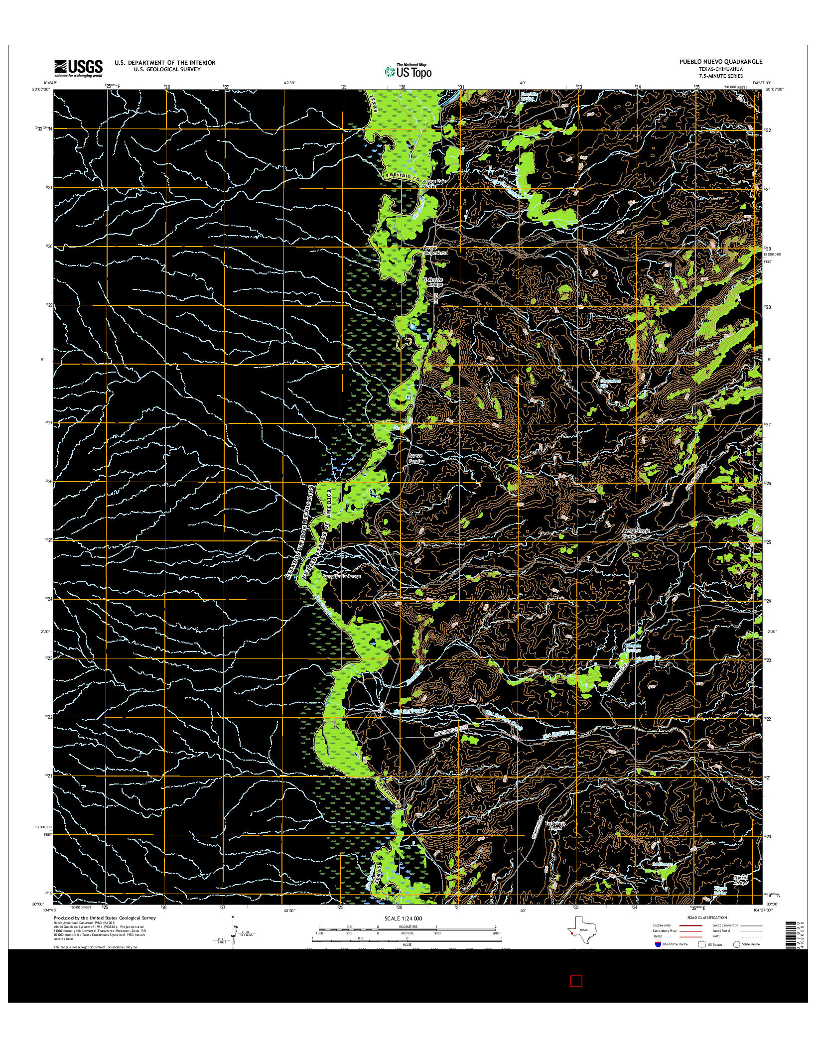 USGS US TOPO 7.5-MINUTE MAP FOR PUEBLO NUEVO, TX-CHH 2016