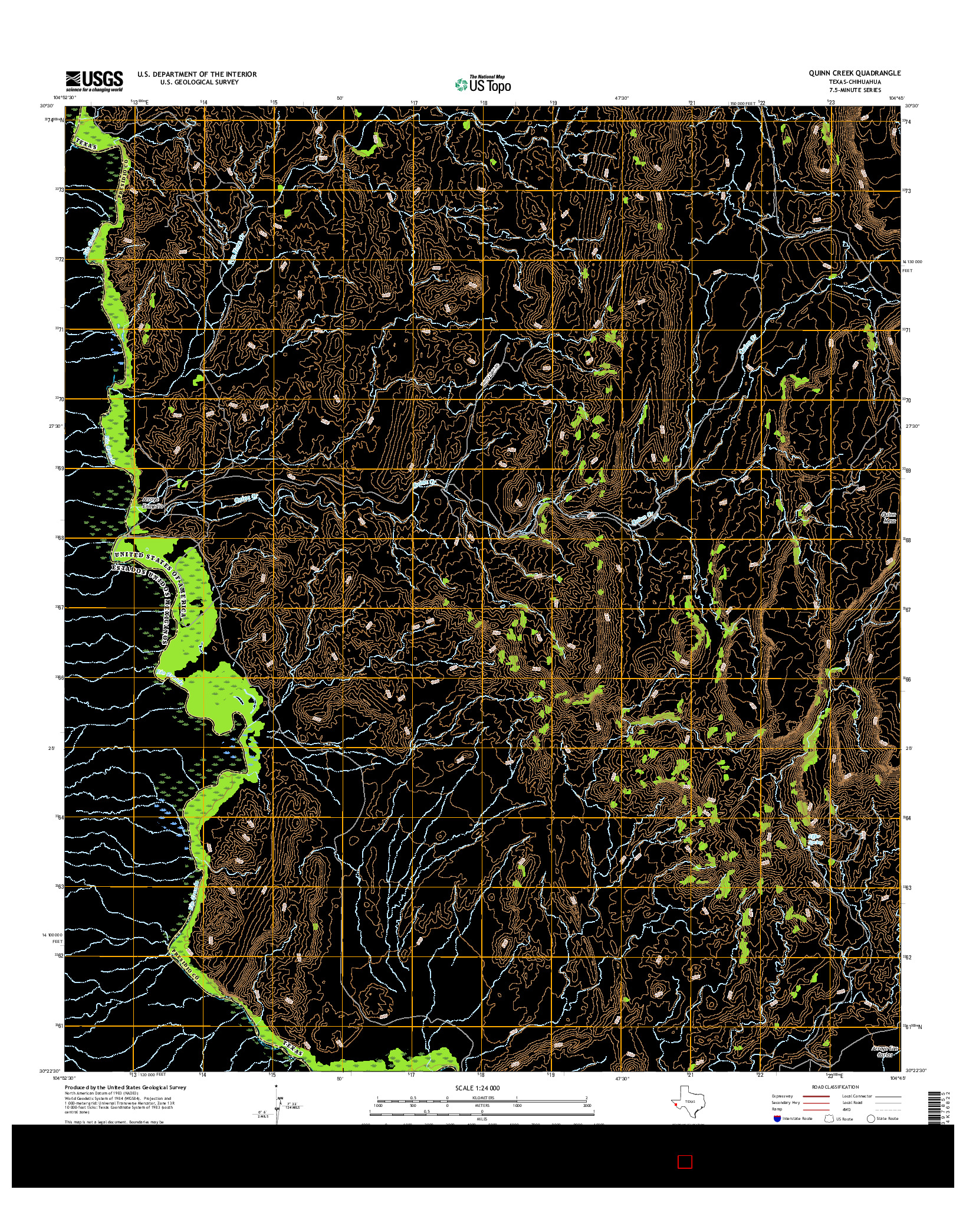 USGS US TOPO 7.5-MINUTE MAP FOR QUINN CREEK, TX-CHH 2016