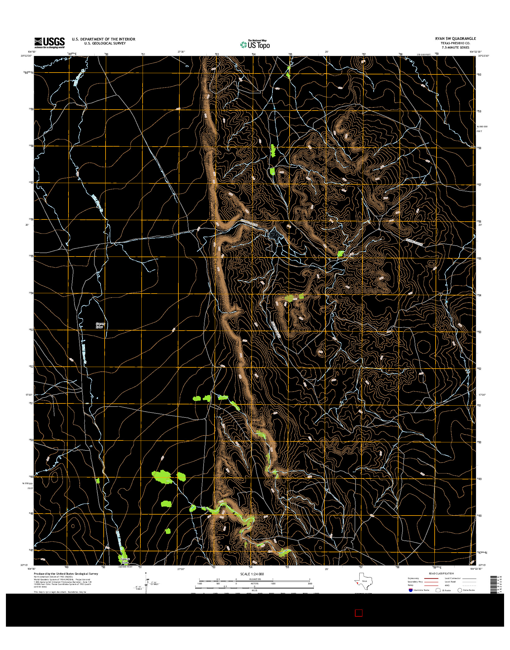 USGS US TOPO 7.5-MINUTE MAP FOR RYAN SW, TX 2016