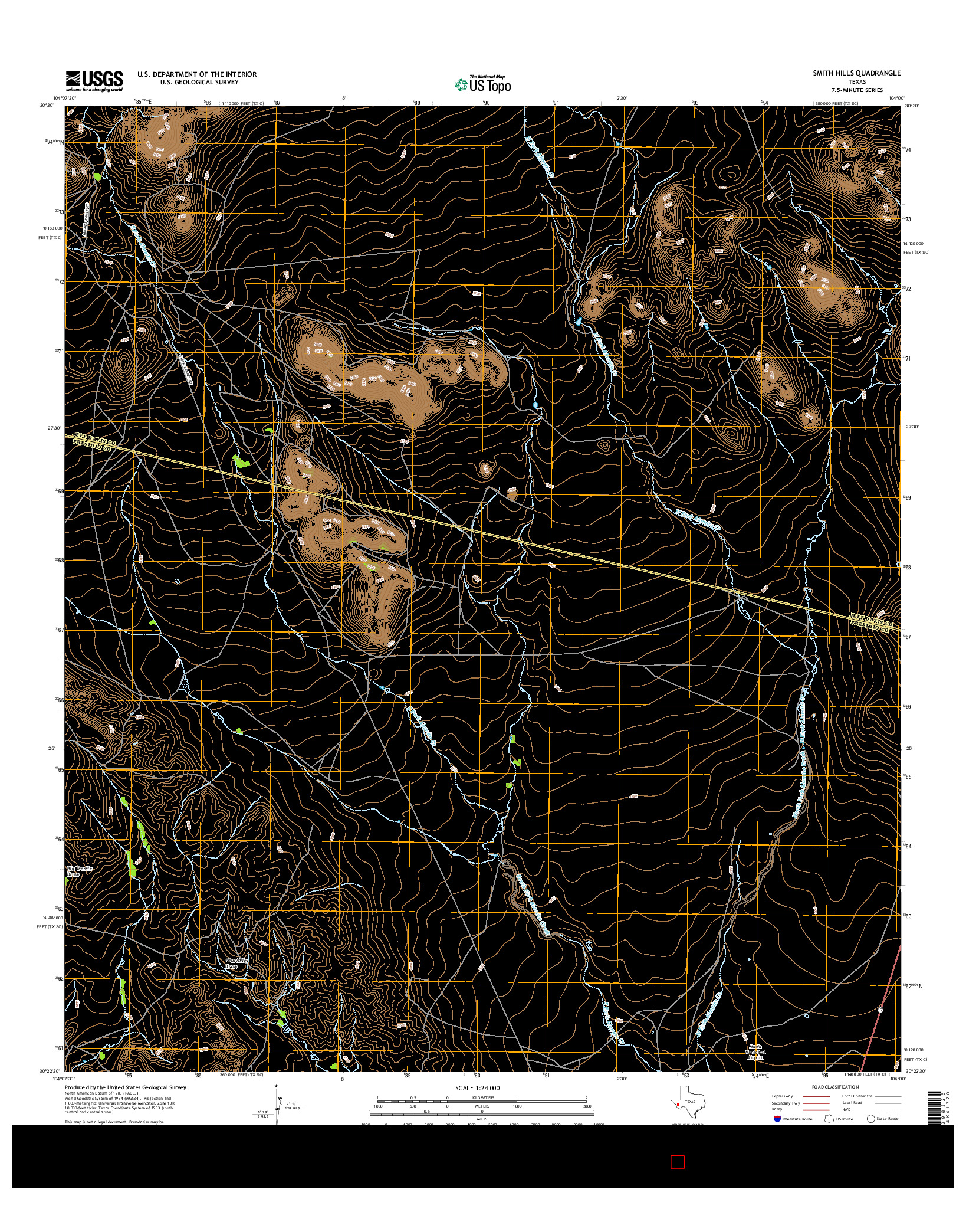 USGS US TOPO 7.5-MINUTE MAP FOR SMITH HILLS, TX 2016