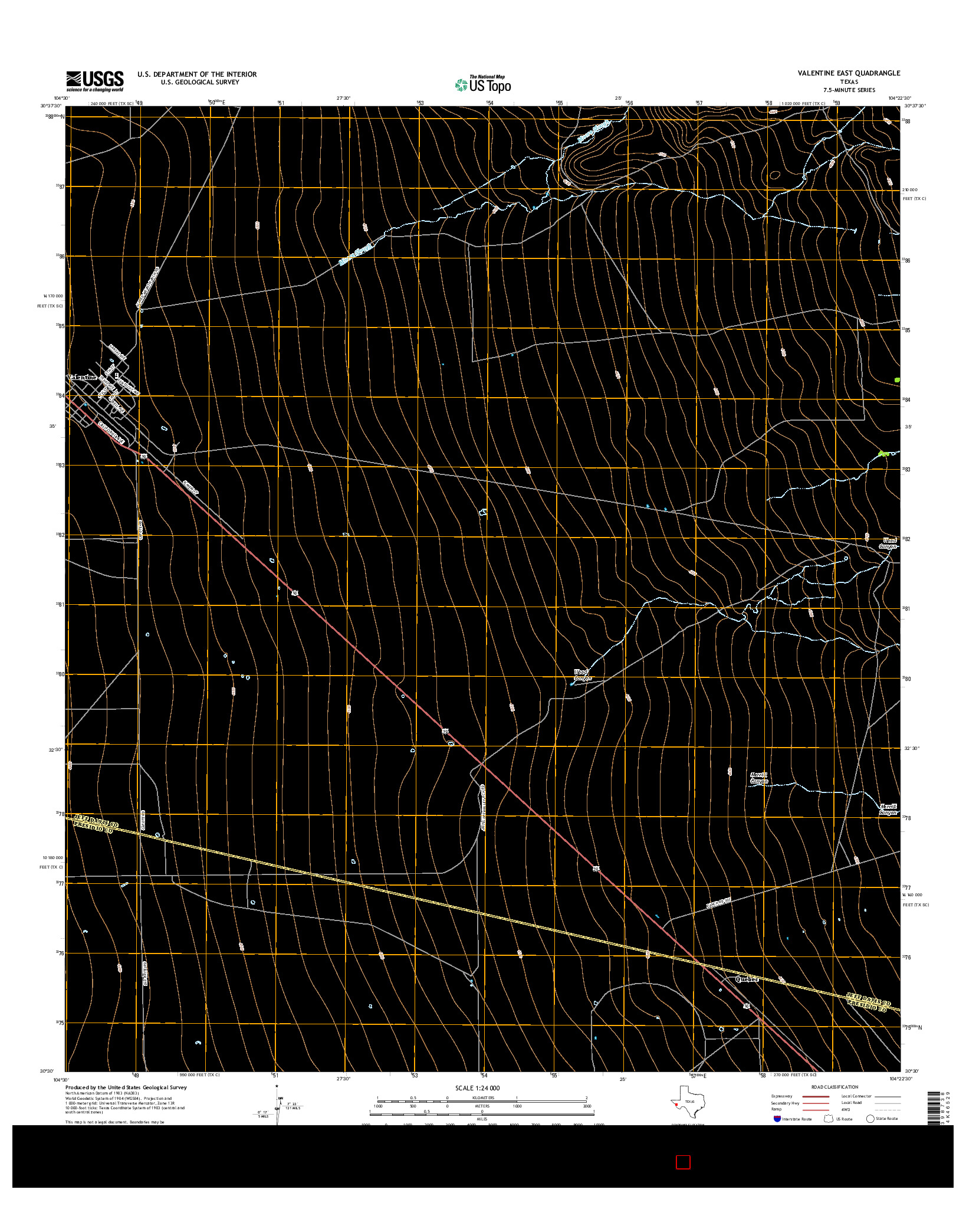 USGS US TOPO 7.5-MINUTE MAP FOR VALENTINE EAST, TX 2016