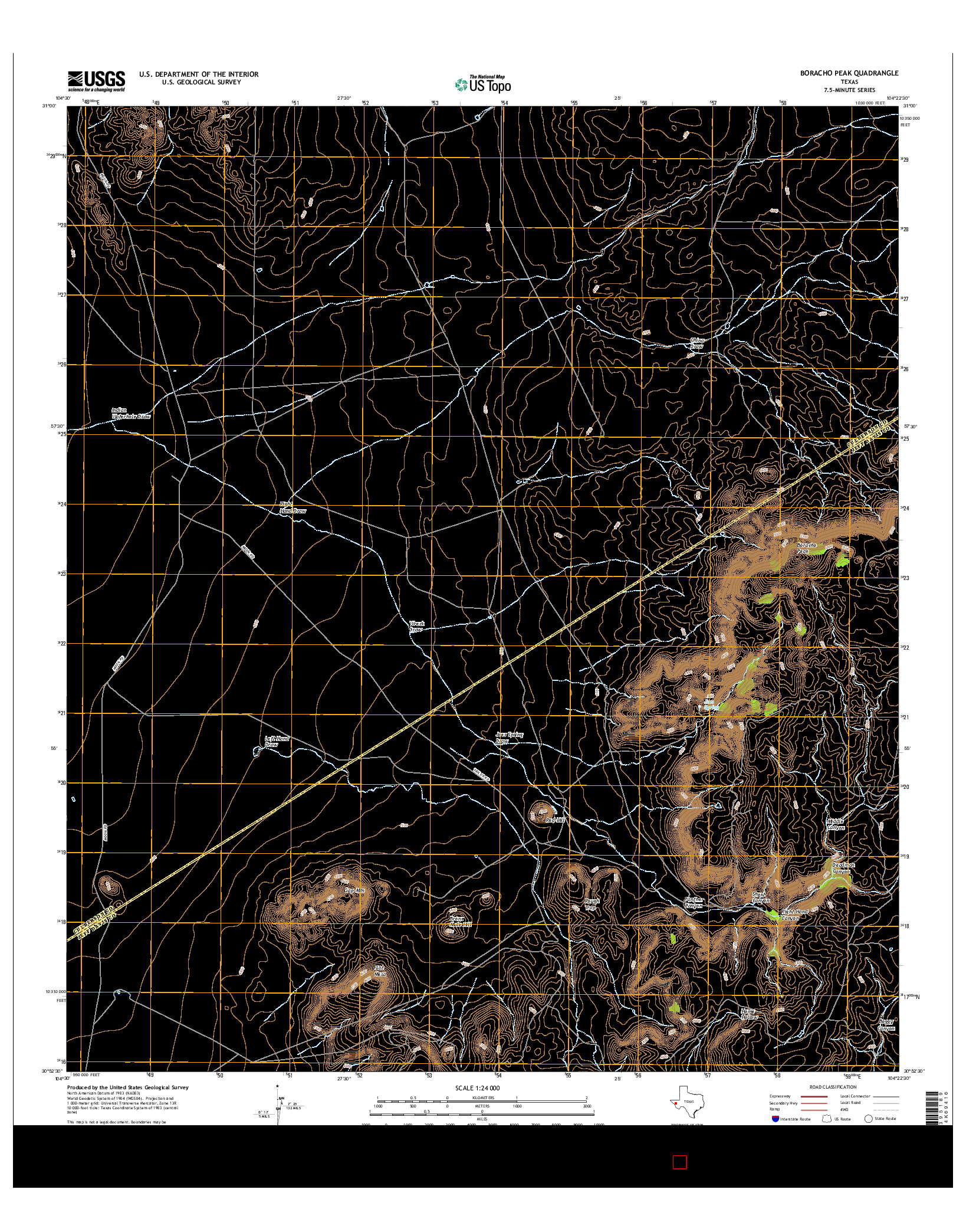 USGS US TOPO 7.5-MINUTE MAP FOR BORACHO PEAK, TX 2016