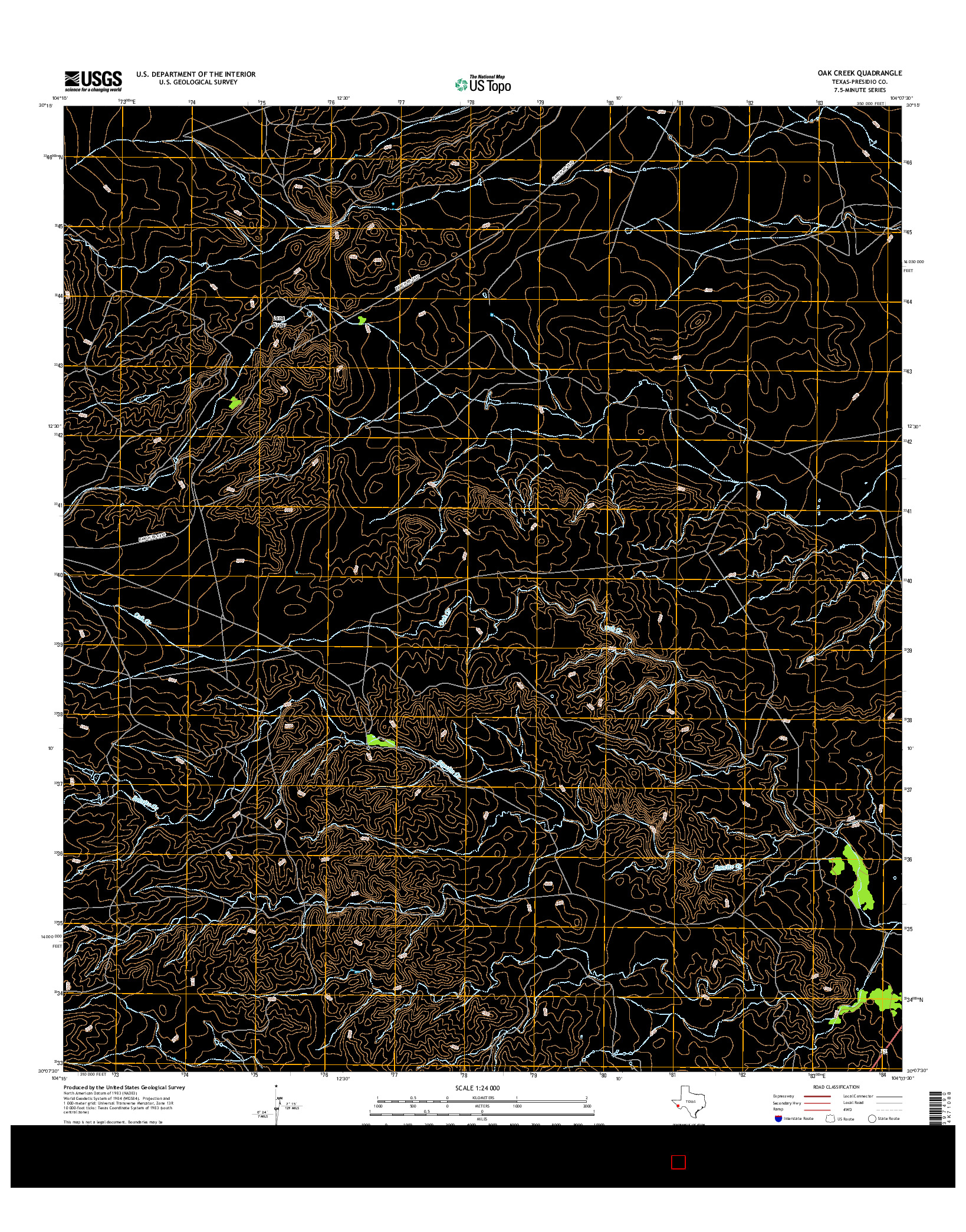 USGS US TOPO 7.5-MINUTE MAP FOR OAK CREEK, TX 2016