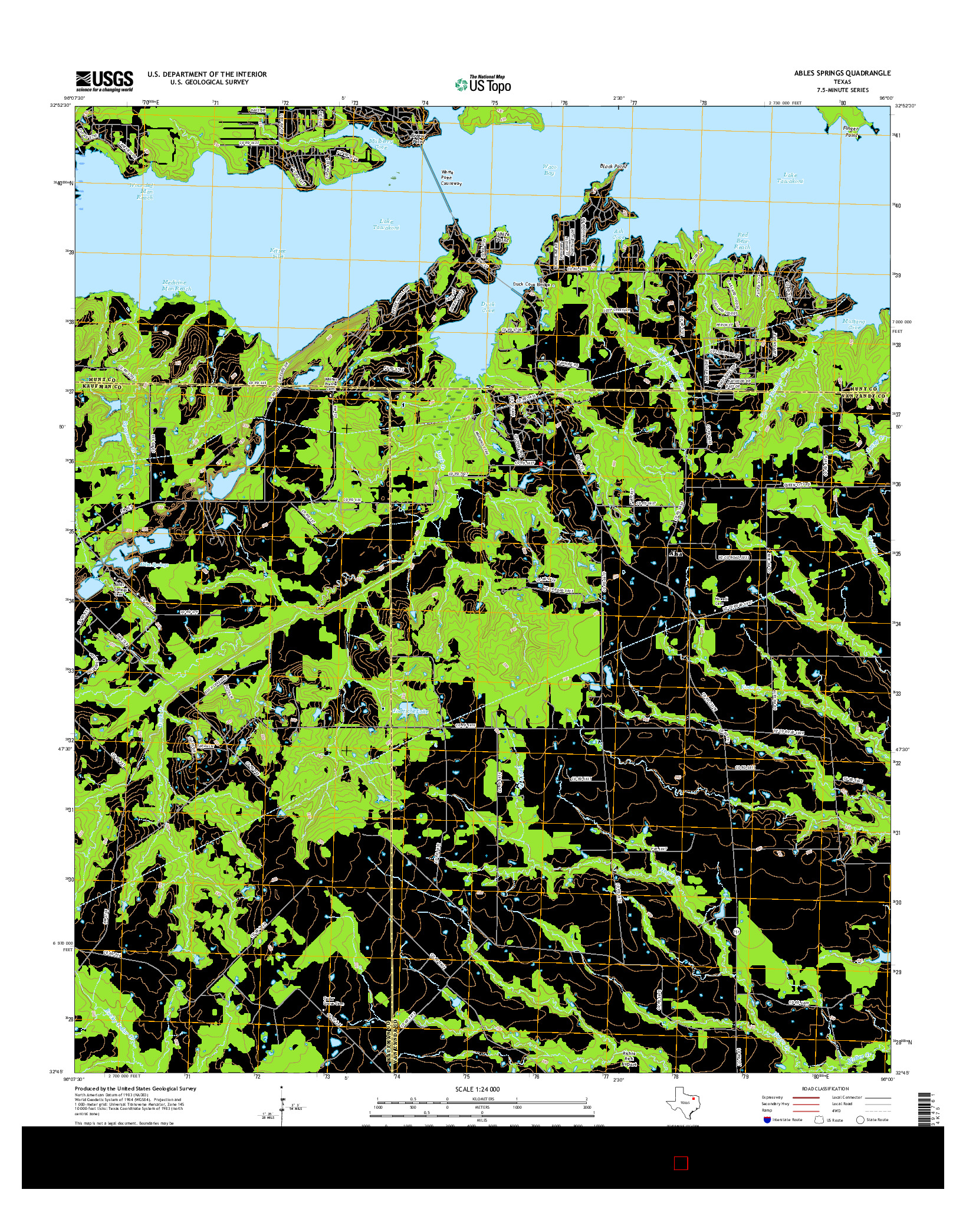 USGS US TOPO 7.5-MINUTE MAP FOR ABLES SPRINGS, TX 2016