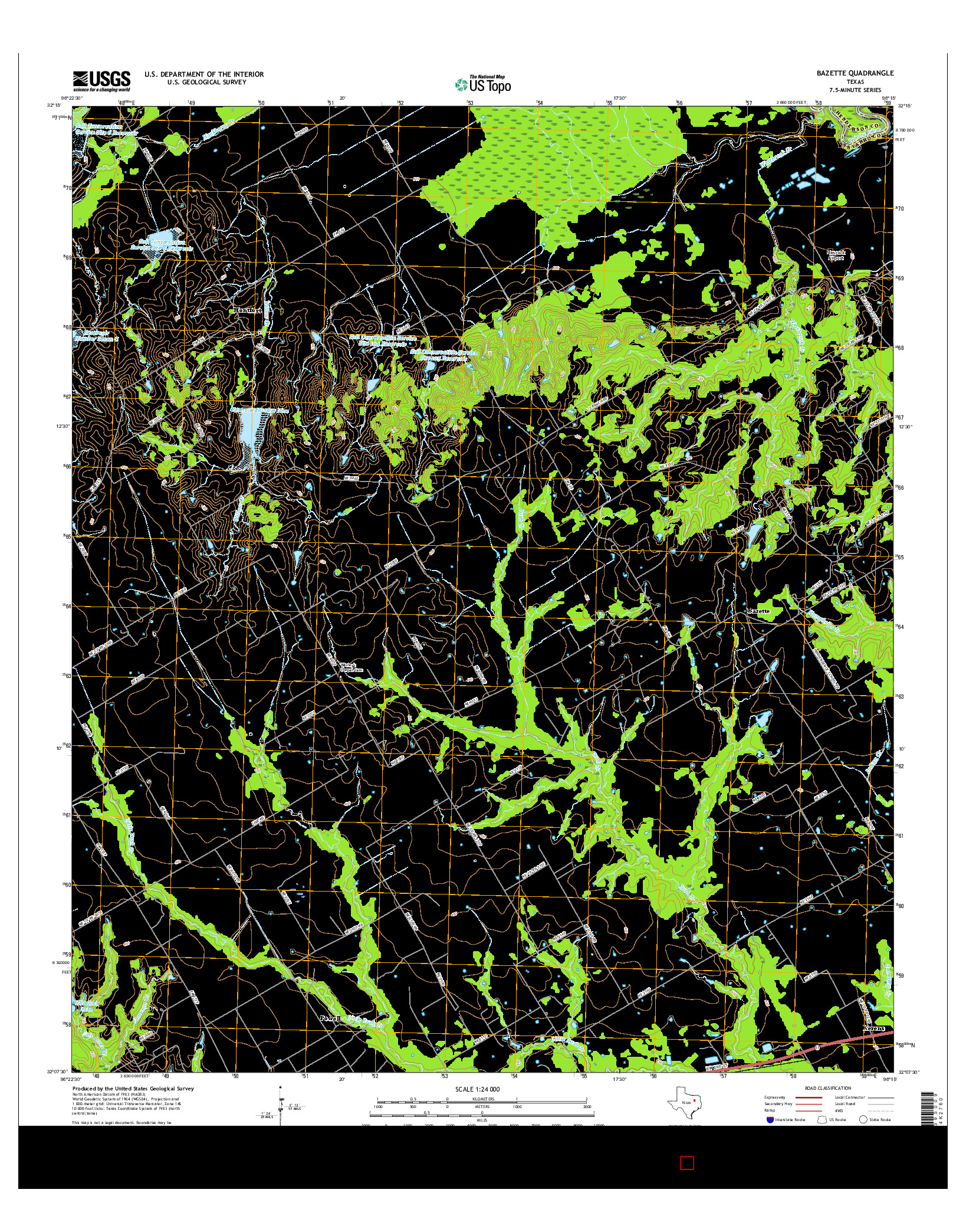 USGS US TOPO 7.5-MINUTE MAP FOR BAZETTE, TX 2016