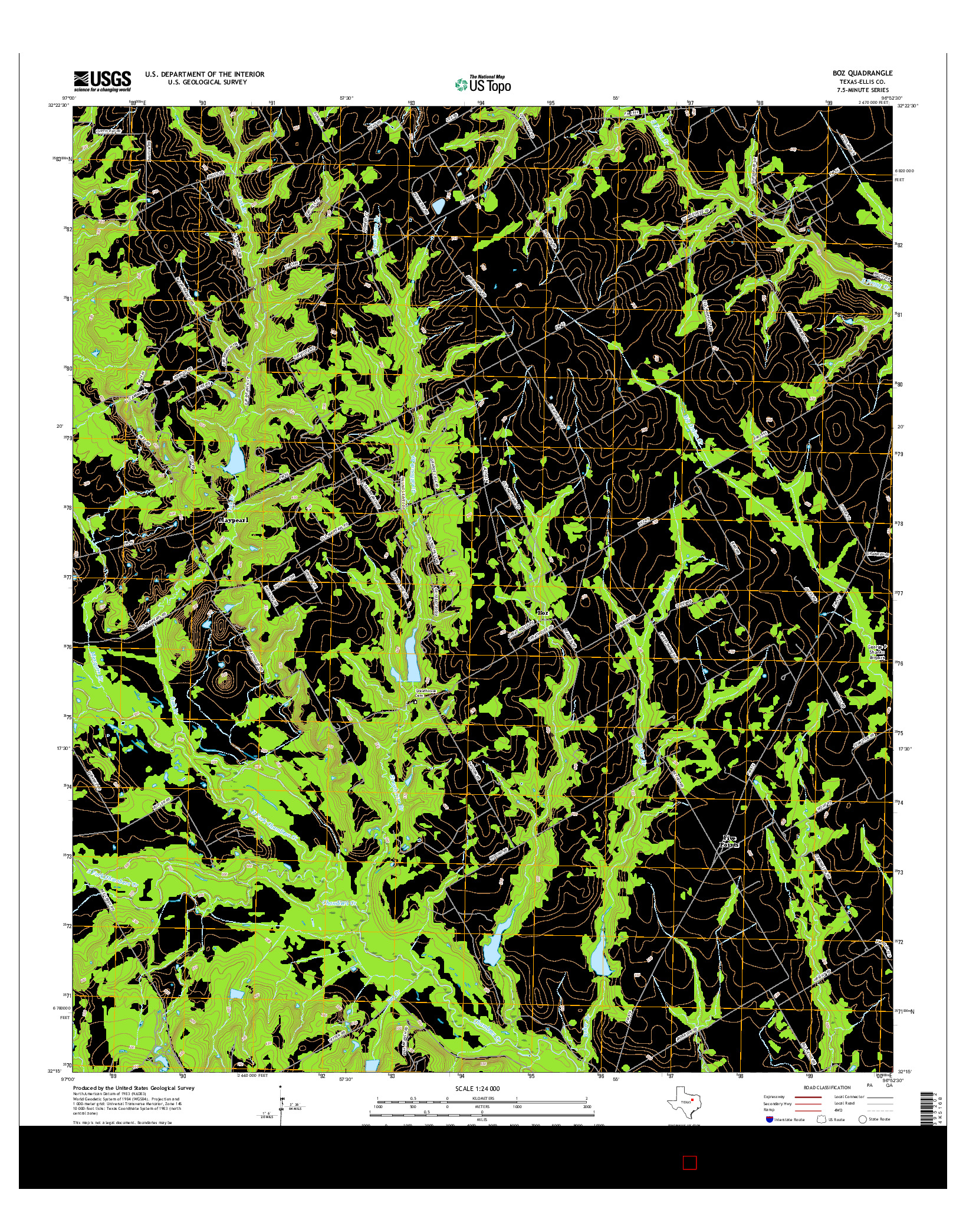 USGS US TOPO 7.5-MINUTE MAP FOR BOZ, TX 2016