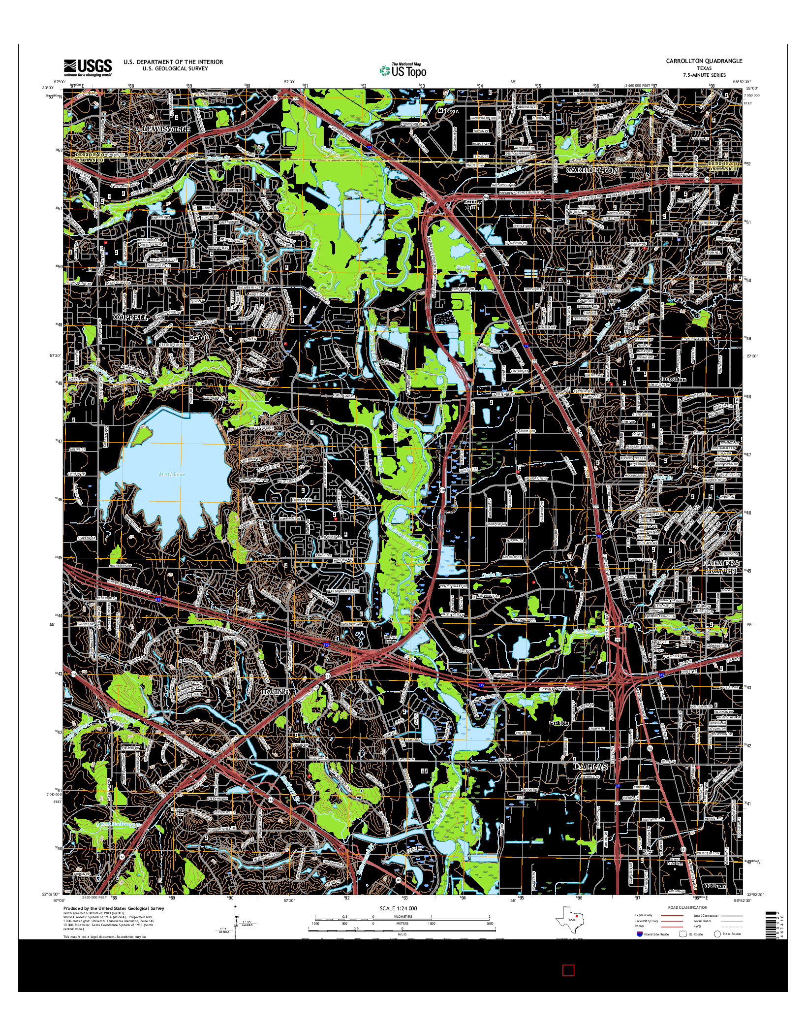 USGS US TOPO 7.5-MINUTE MAP FOR CARROLLTON, TX 2016