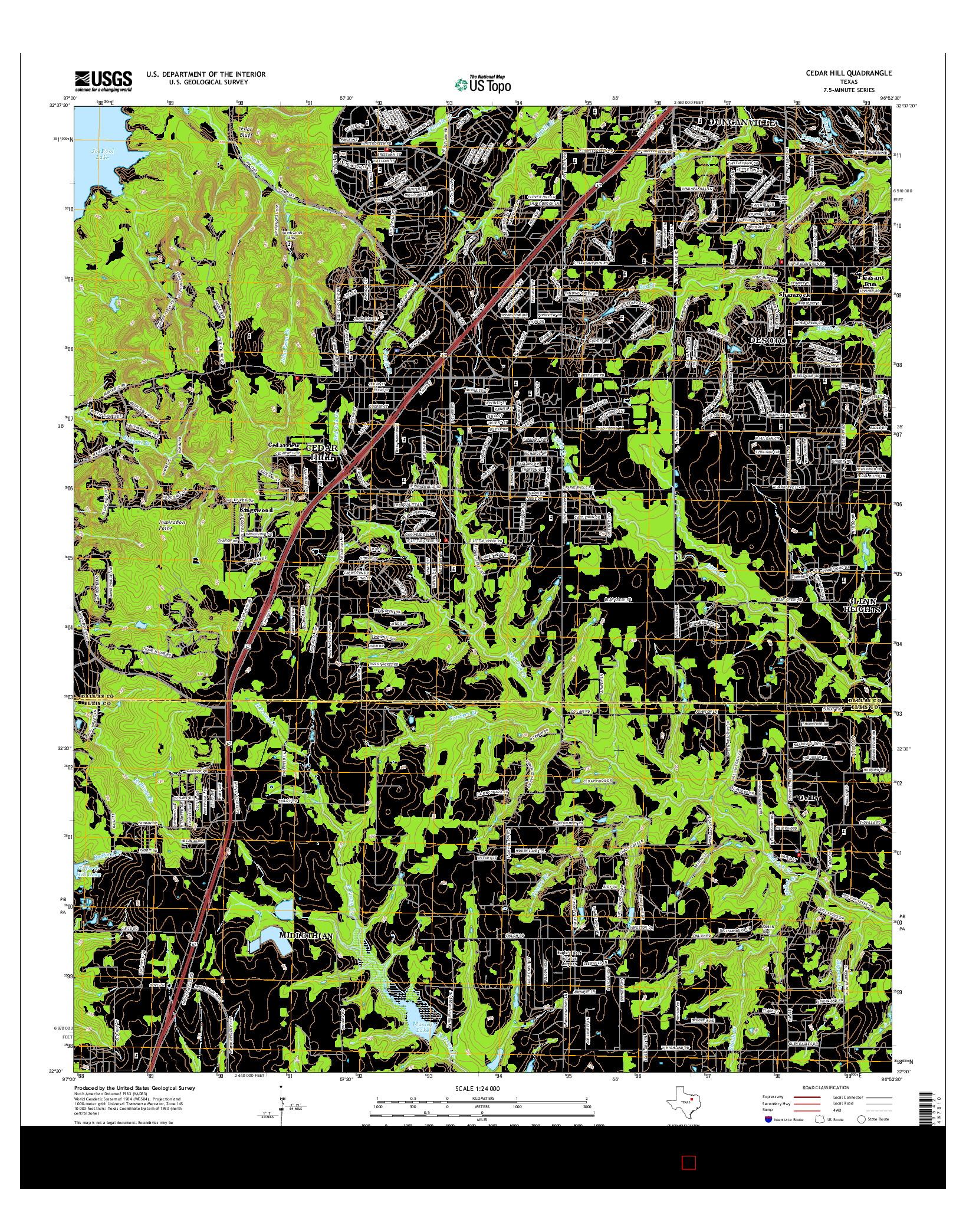 USGS US TOPO 7.5-MINUTE MAP FOR CEDAR HILL, TX 2016