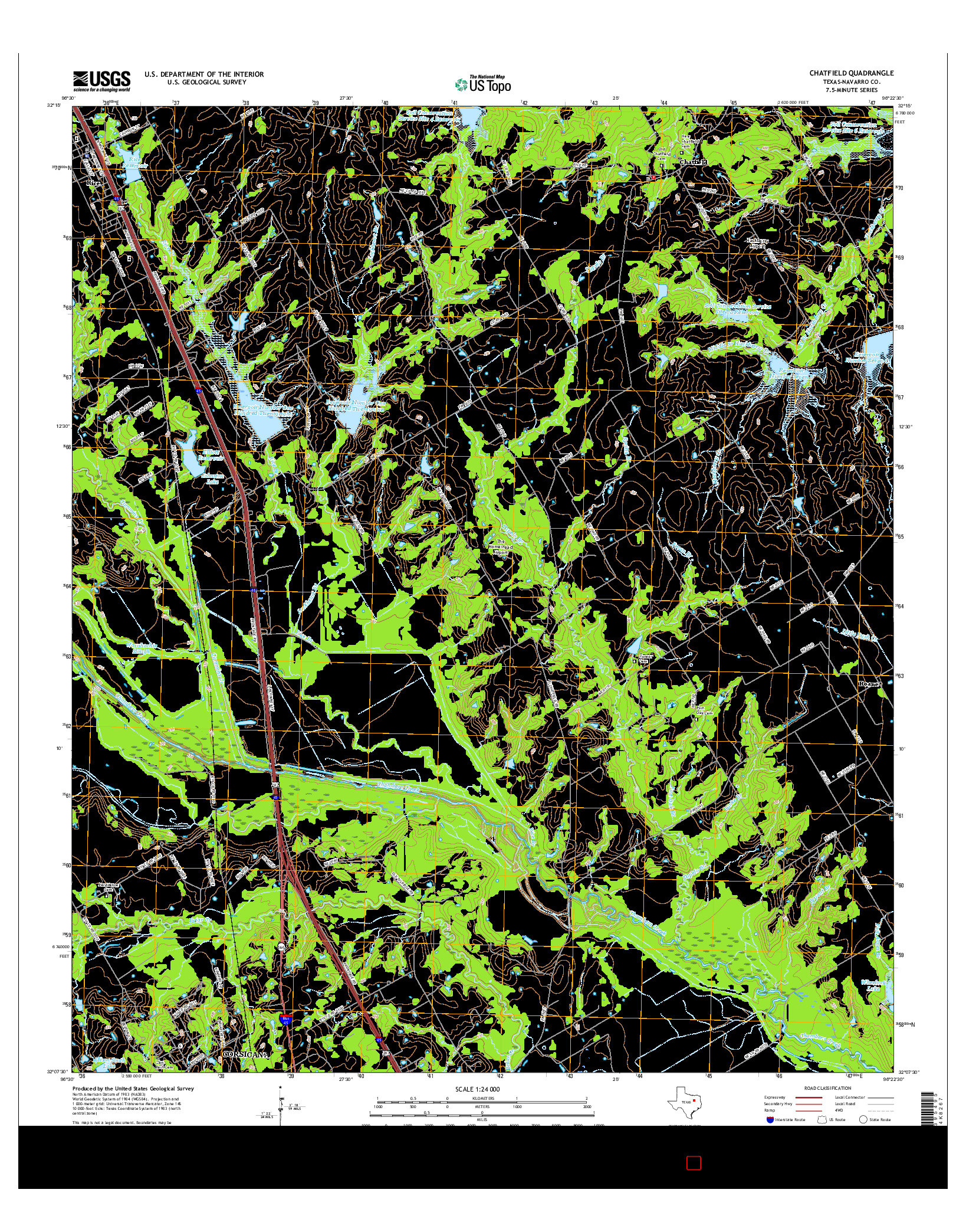 USGS US TOPO 7.5-MINUTE MAP FOR CHATFIELD, TX 2016