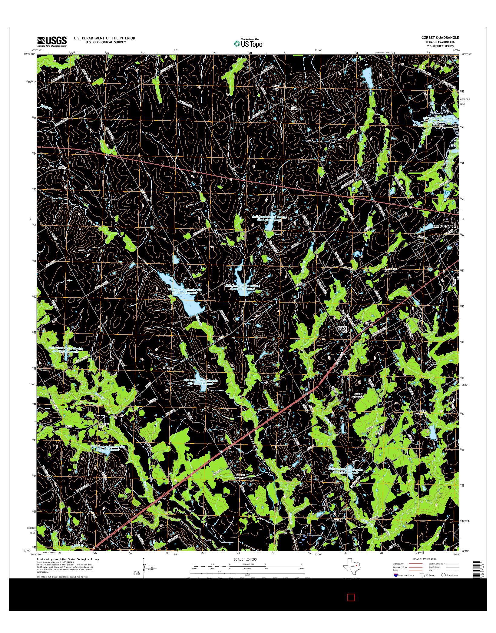 USGS US TOPO 7.5-MINUTE MAP FOR CORBET, TX 2016