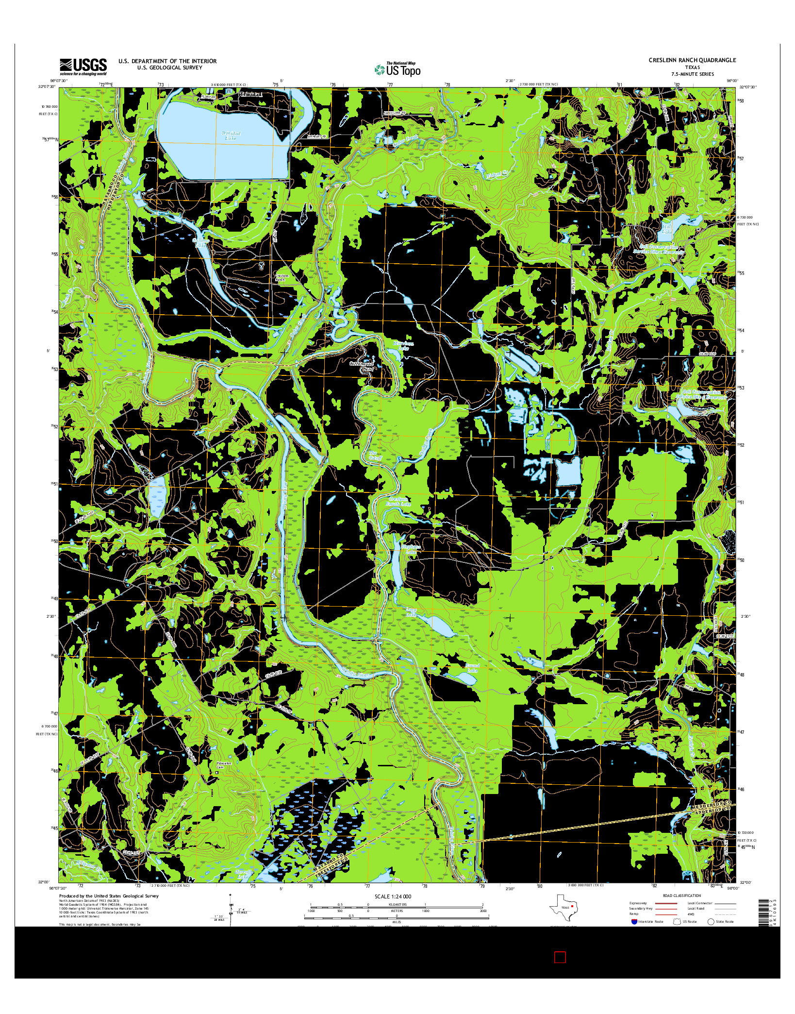 USGS US TOPO 7.5-MINUTE MAP FOR CRESLENN RANCH, TX 2016