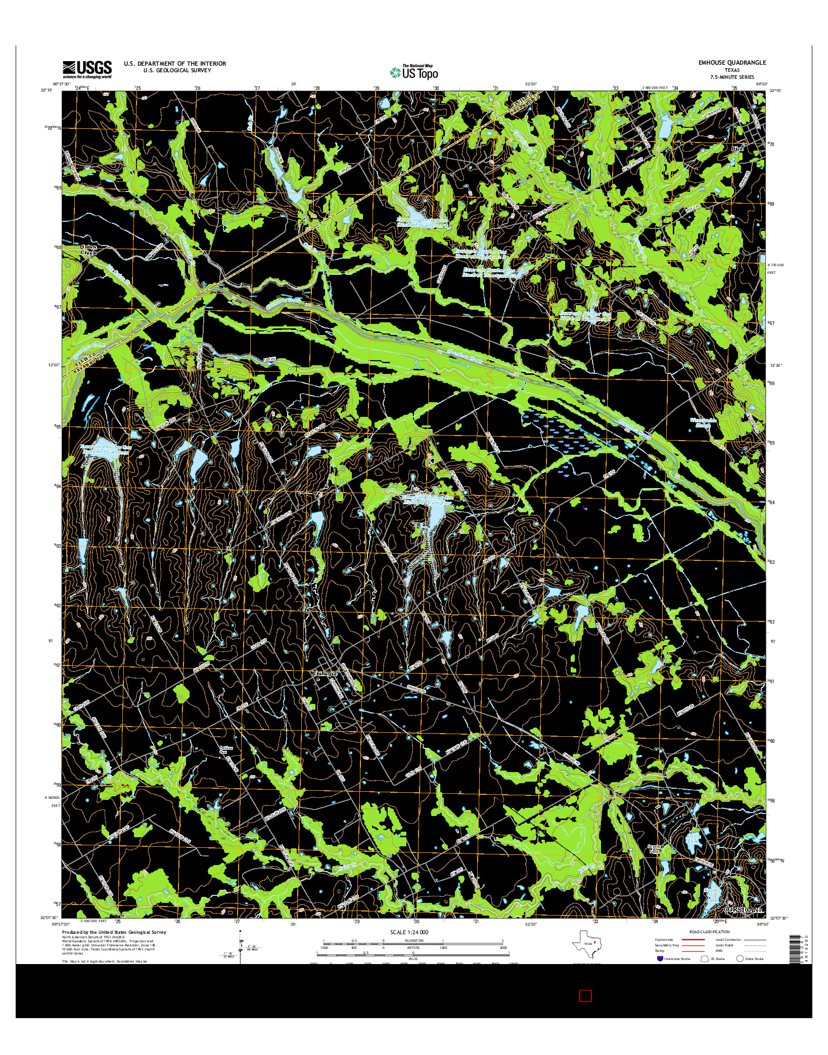 USGS US TOPO 7.5-MINUTE MAP FOR EMHOUSE, TX 2016