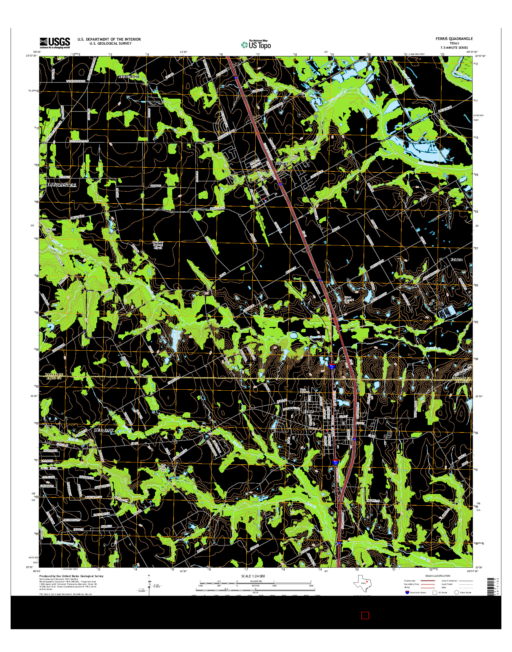 USGS US TOPO 7.5-MINUTE MAP FOR FERRIS, TX 2016