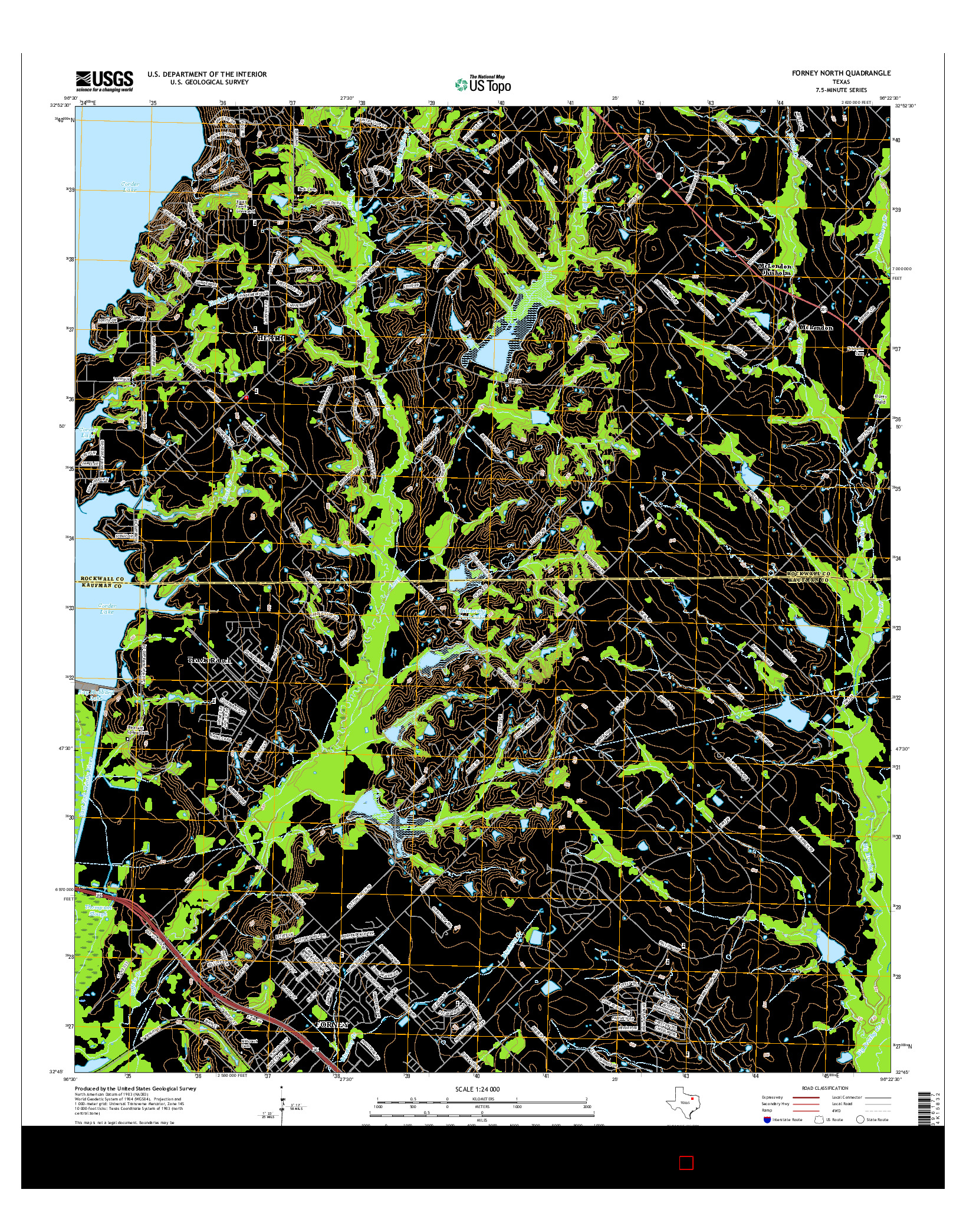 USGS US TOPO 7.5-MINUTE MAP FOR FORNEY NORTH, TX 2016