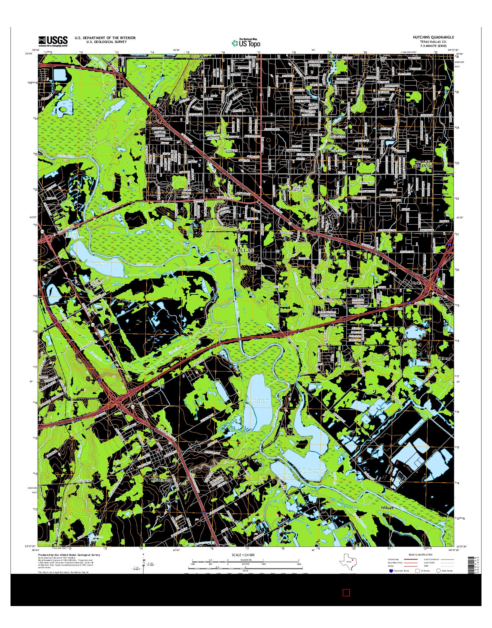 USGS US TOPO 7.5-MINUTE MAP FOR HUTCHINS, TX 2016