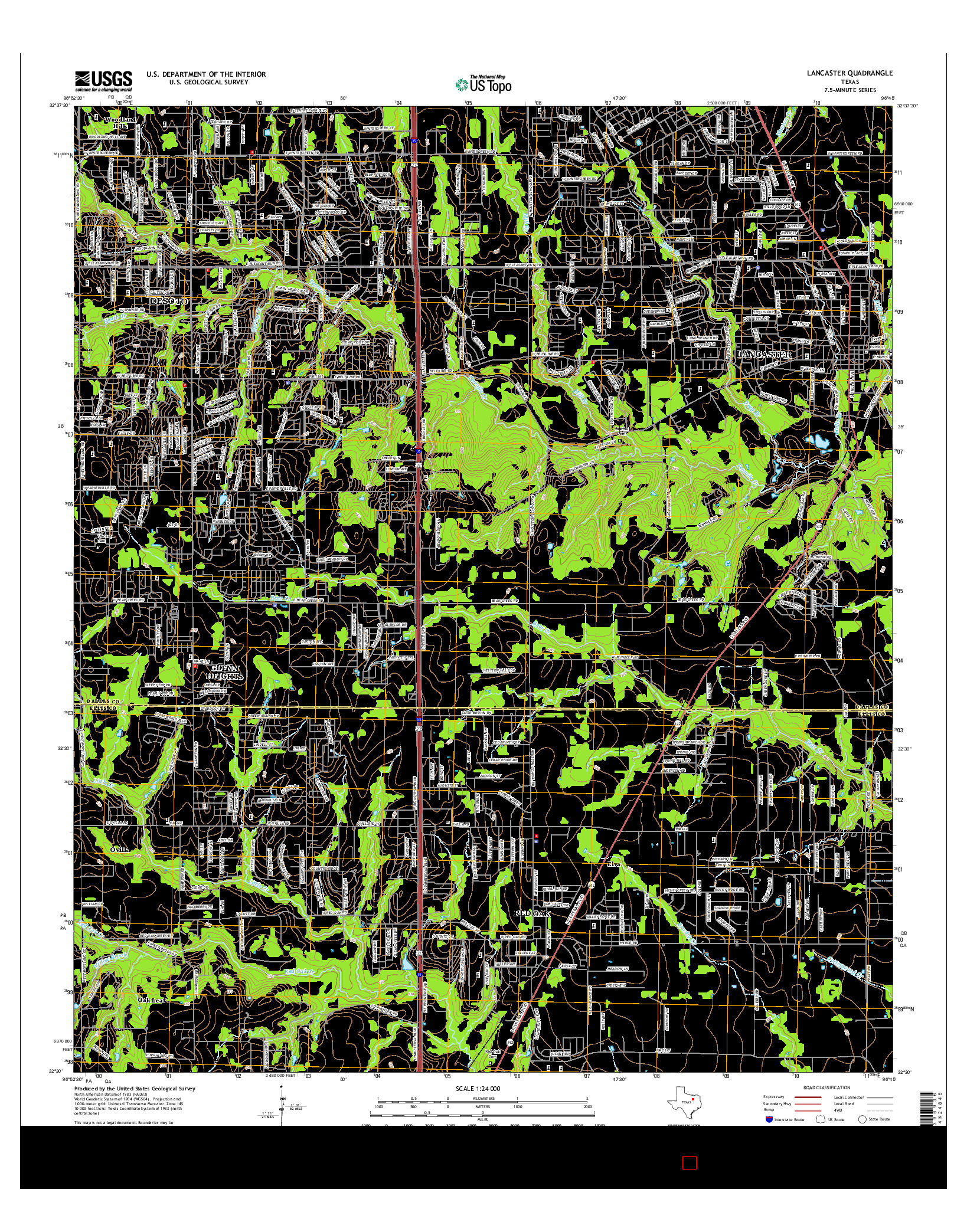 USGS US TOPO 7.5-MINUTE MAP FOR LANCASTER, TX 2016