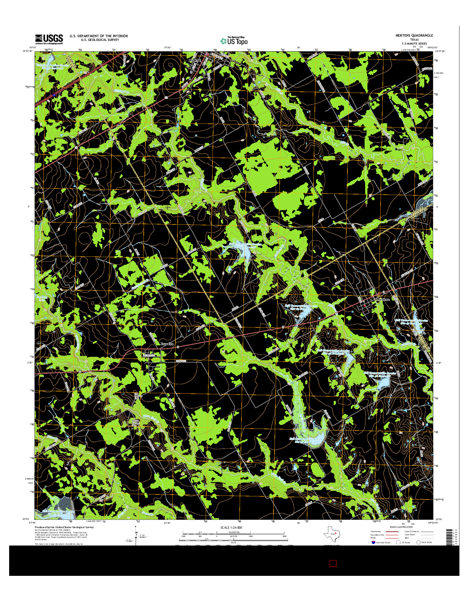 USGS US TOPO 7.5-MINUTE MAP FOR MERTENS, TX 2016