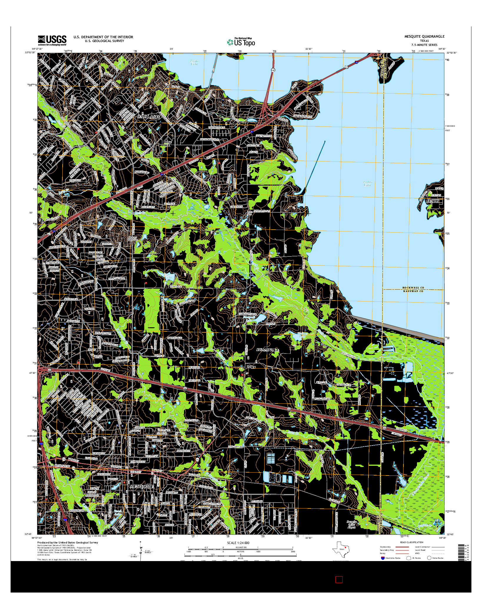 USGS US TOPO 7.5-MINUTE MAP FOR MESQUITE, TX 2016