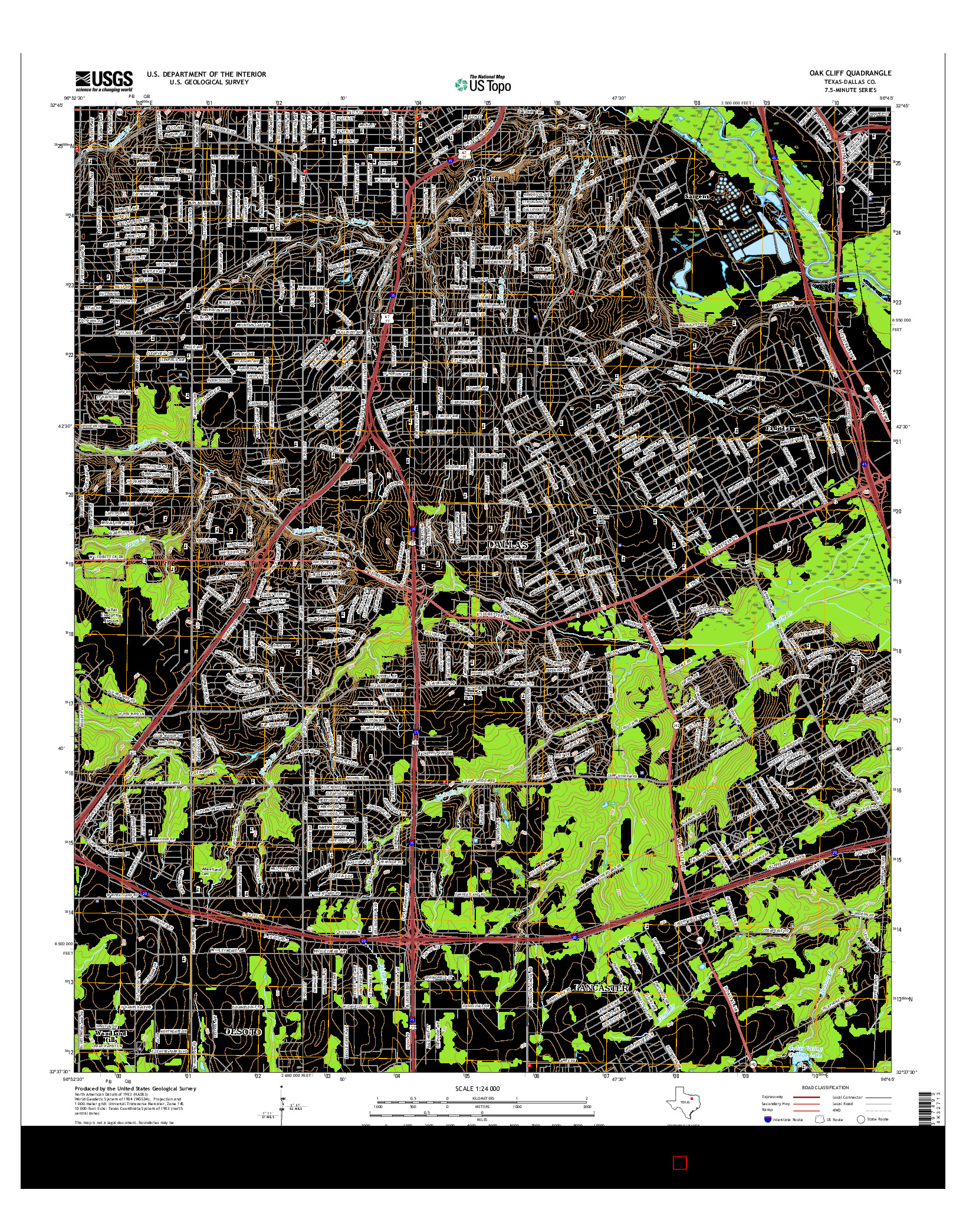 USGS US TOPO 7.5-MINUTE MAP FOR OAK CLIFF, TX 2016