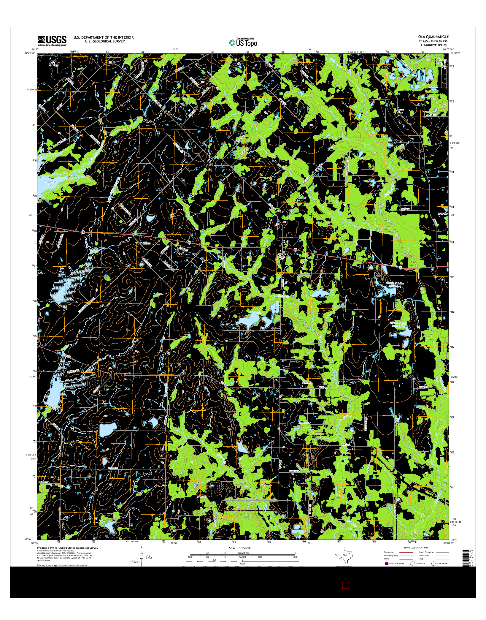 USGS US TOPO 7.5-MINUTE MAP FOR OLA, TX 2016