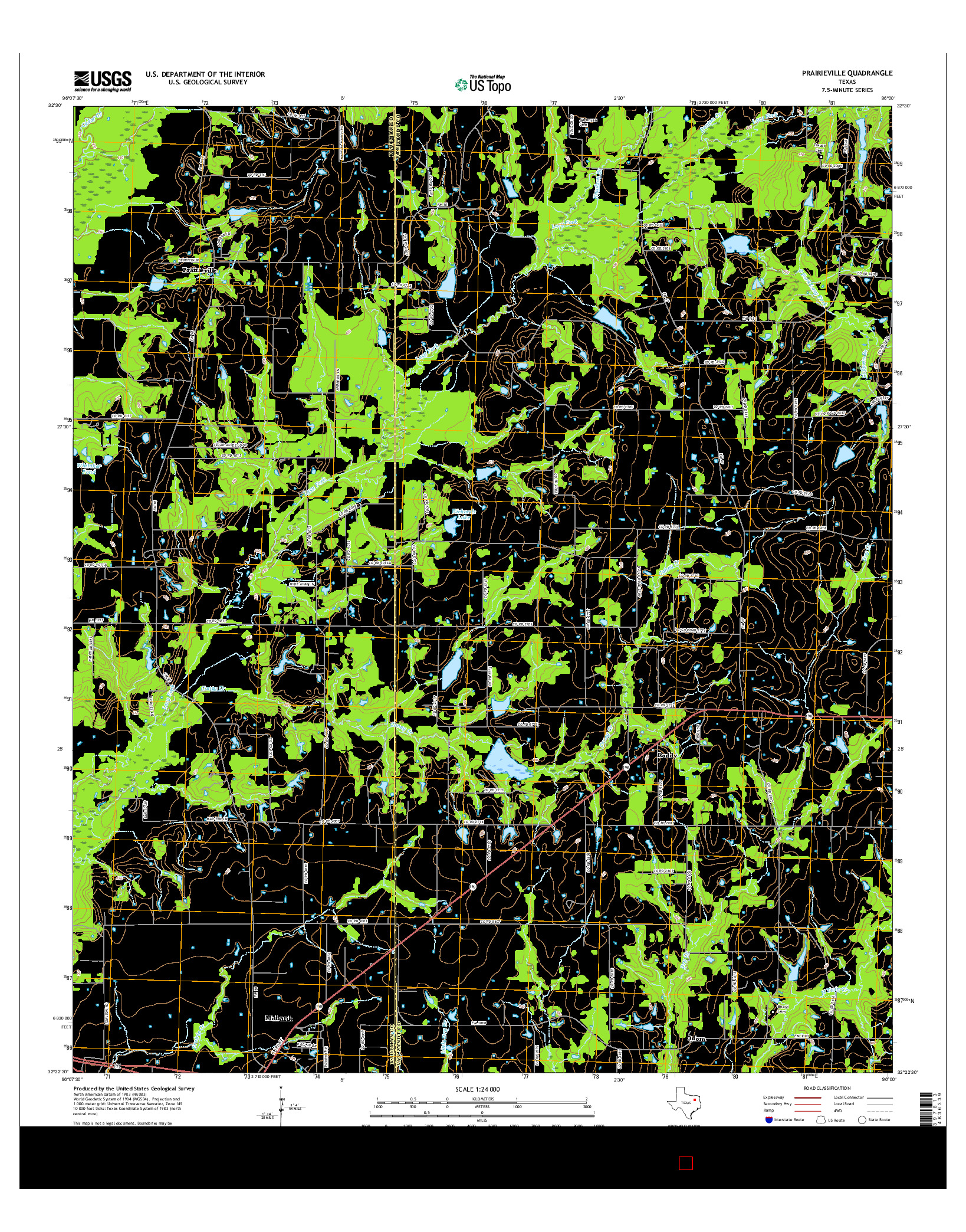 USGS US TOPO 7.5-MINUTE MAP FOR PRAIRIEVILLE, TX 2016