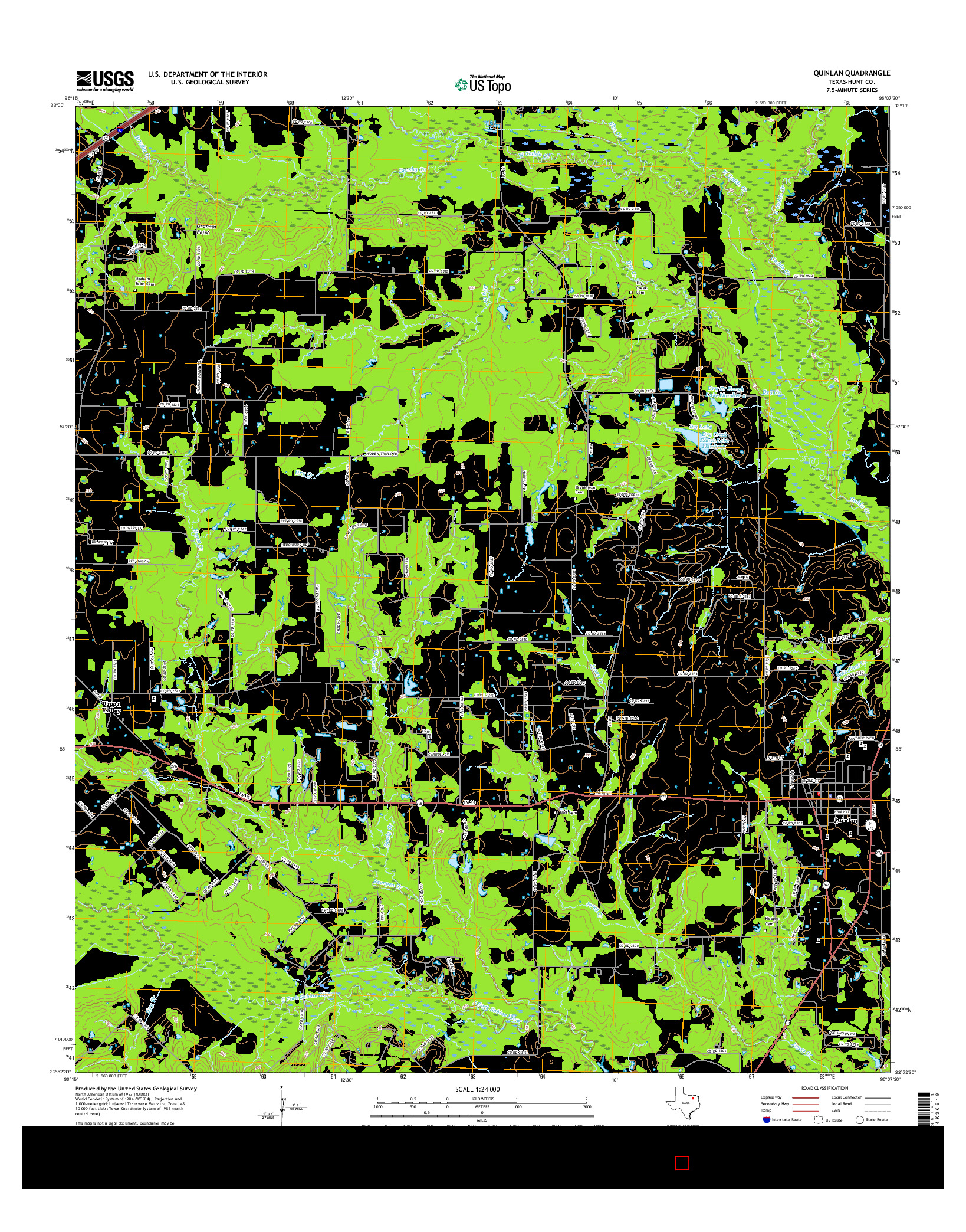 USGS US TOPO 7.5-MINUTE MAP FOR QUINLAN, TX 2016