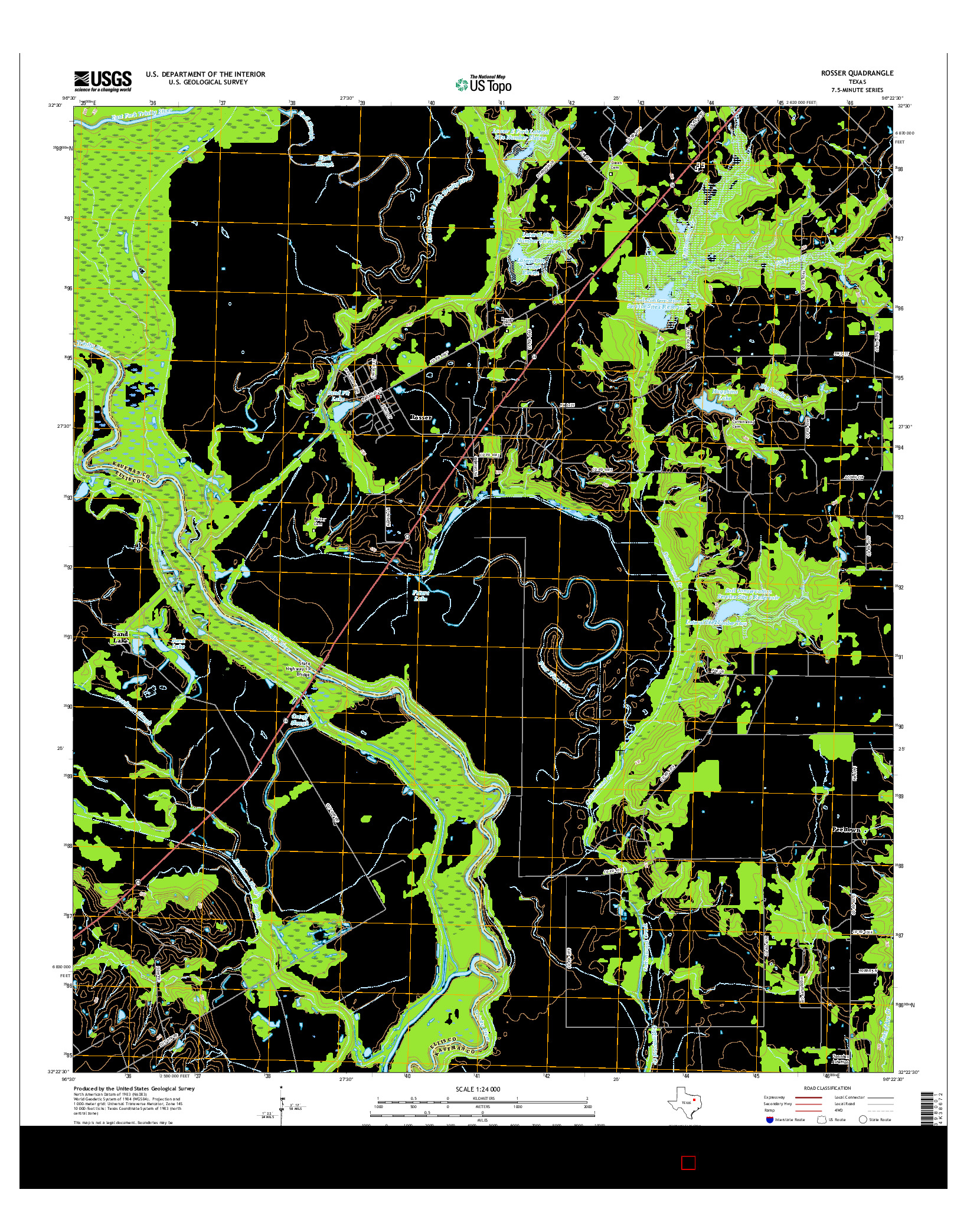 USGS US TOPO 7.5-MINUTE MAP FOR ROSSER, TX 2016