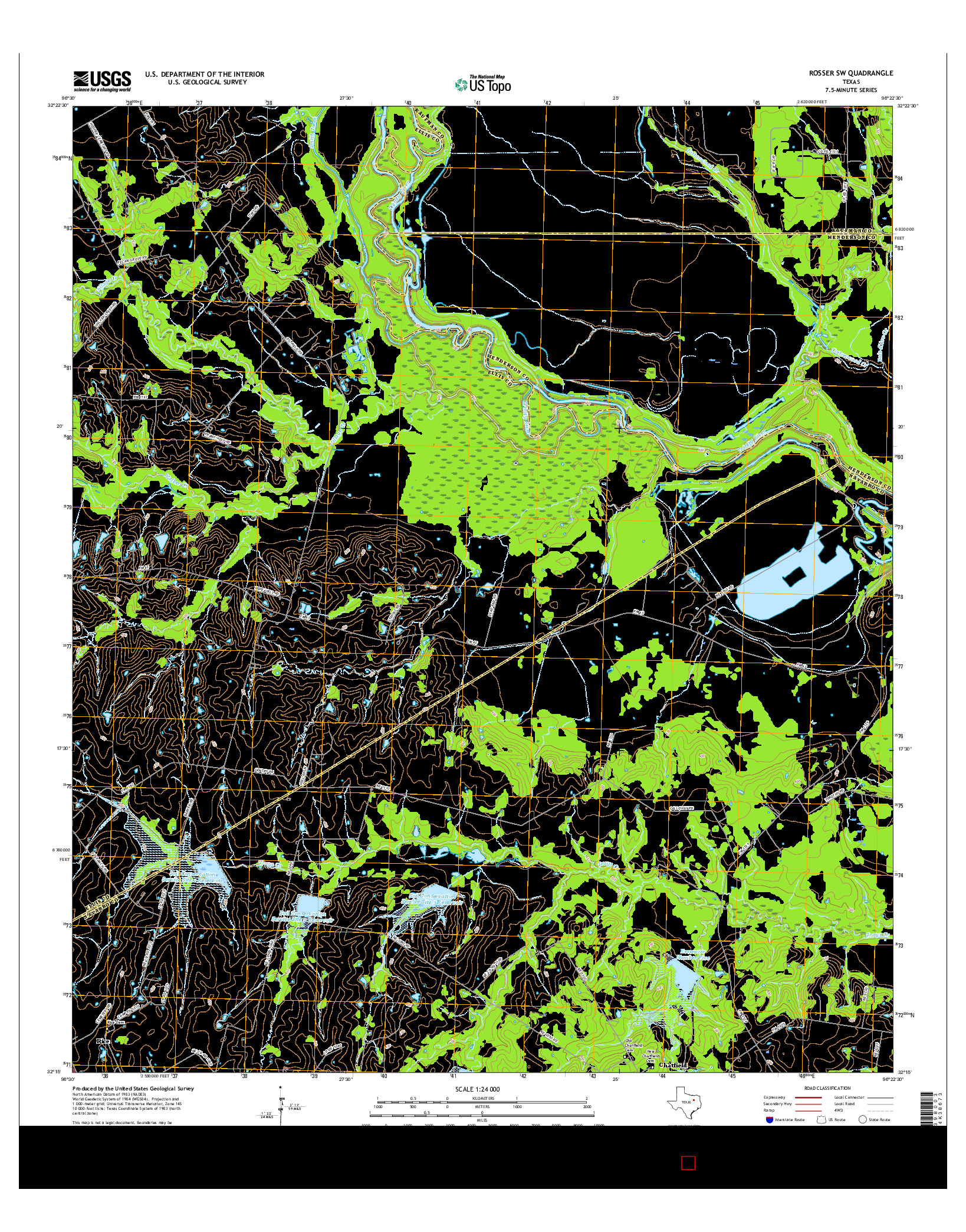 USGS US TOPO 7.5-MINUTE MAP FOR ROSSER SW, TX 2016