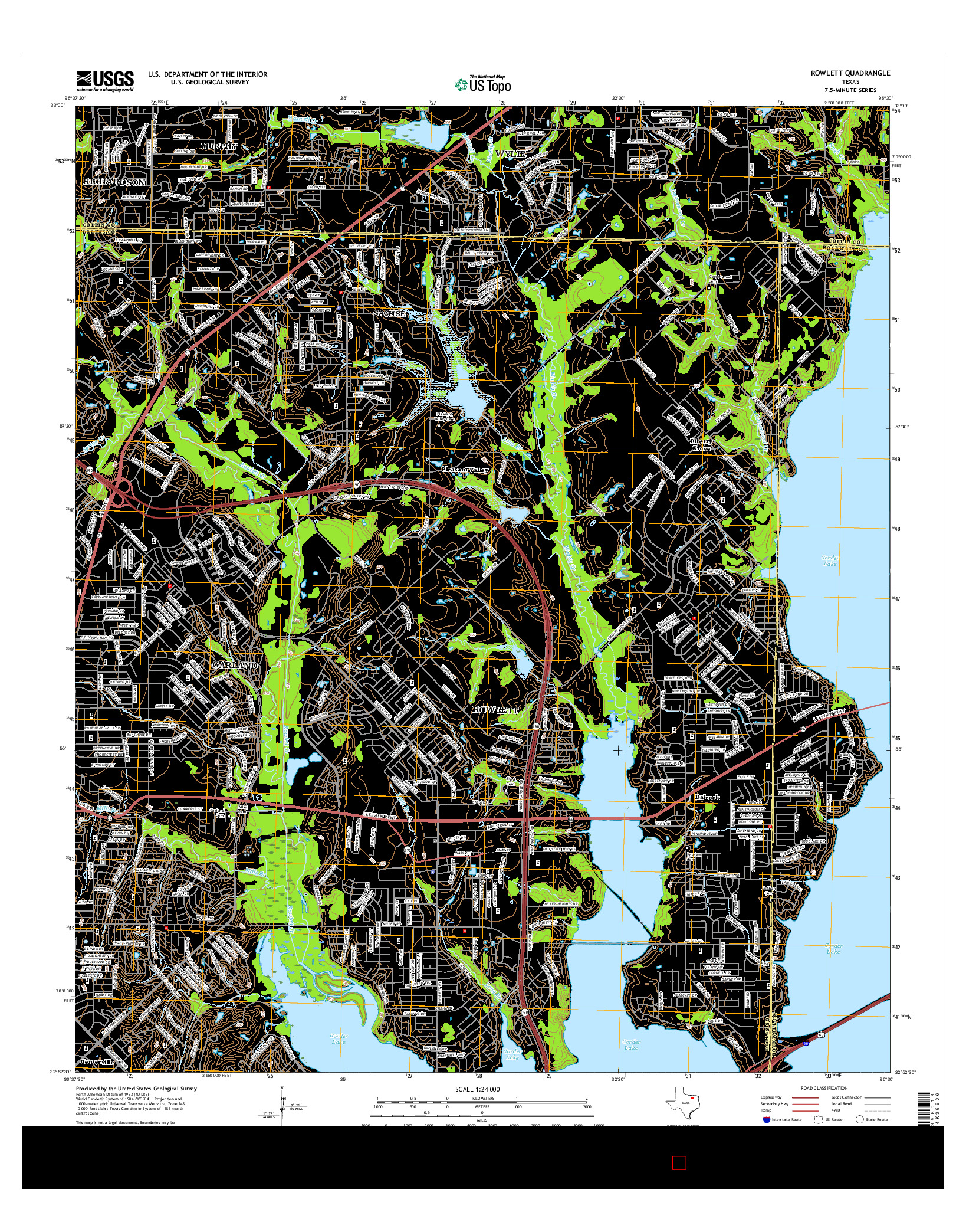 USGS US TOPO 7.5-MINUTE MAP FOR ROWLETT, TX 2016