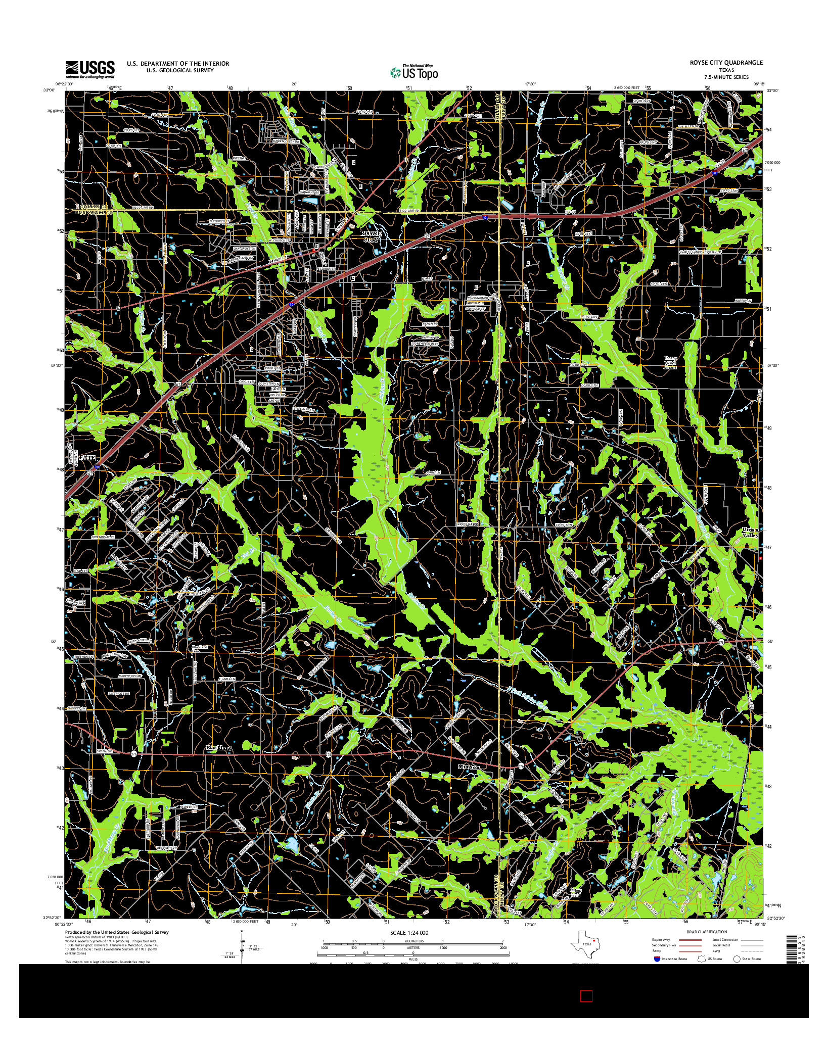 USGS US TOPO 7.5-MINUTE MAP FOR ROYSE CITY, TX 2016