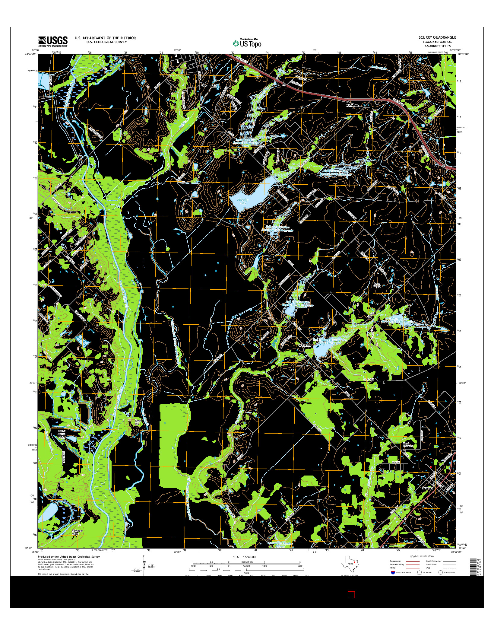 USGS US TOPO 7.5-MINUTE MAP FOR SCURRY, TX 2016