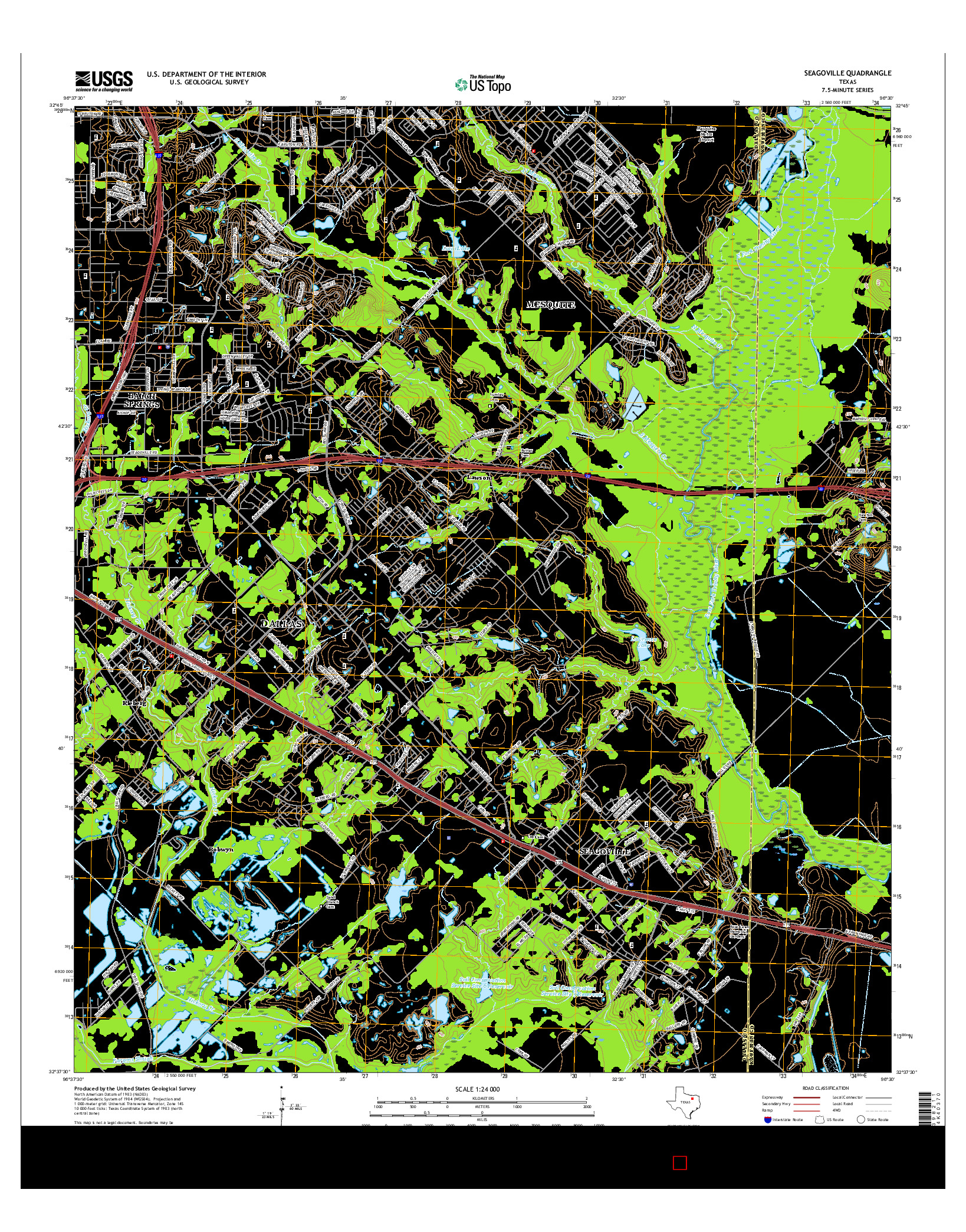 USGS US TOPO 7.5-MINUTE MAP FOR SEAGOVILLE, TX 2016