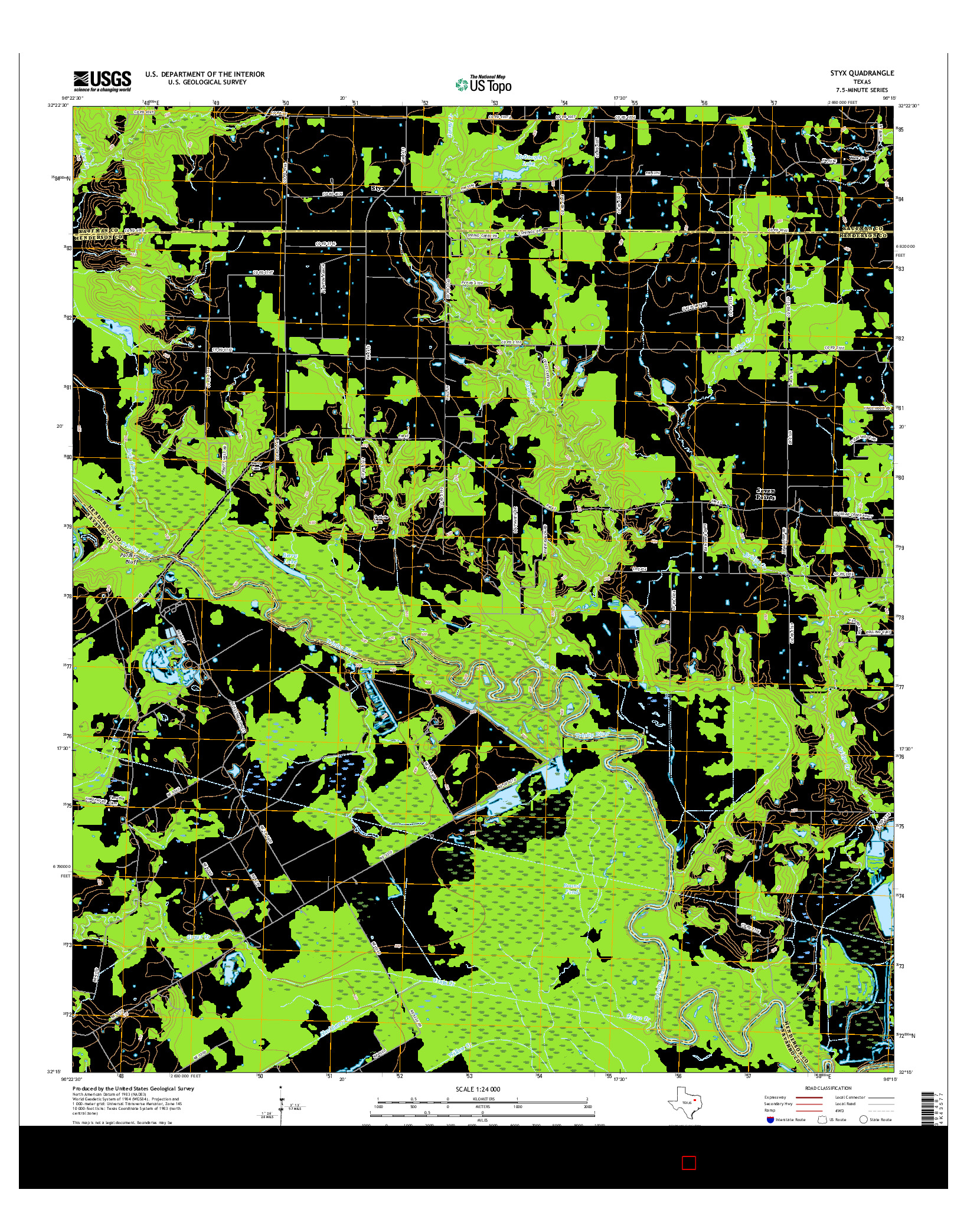 USGS US TOPO 7.5-MINUTE MAP FOR STYX, TX 2016