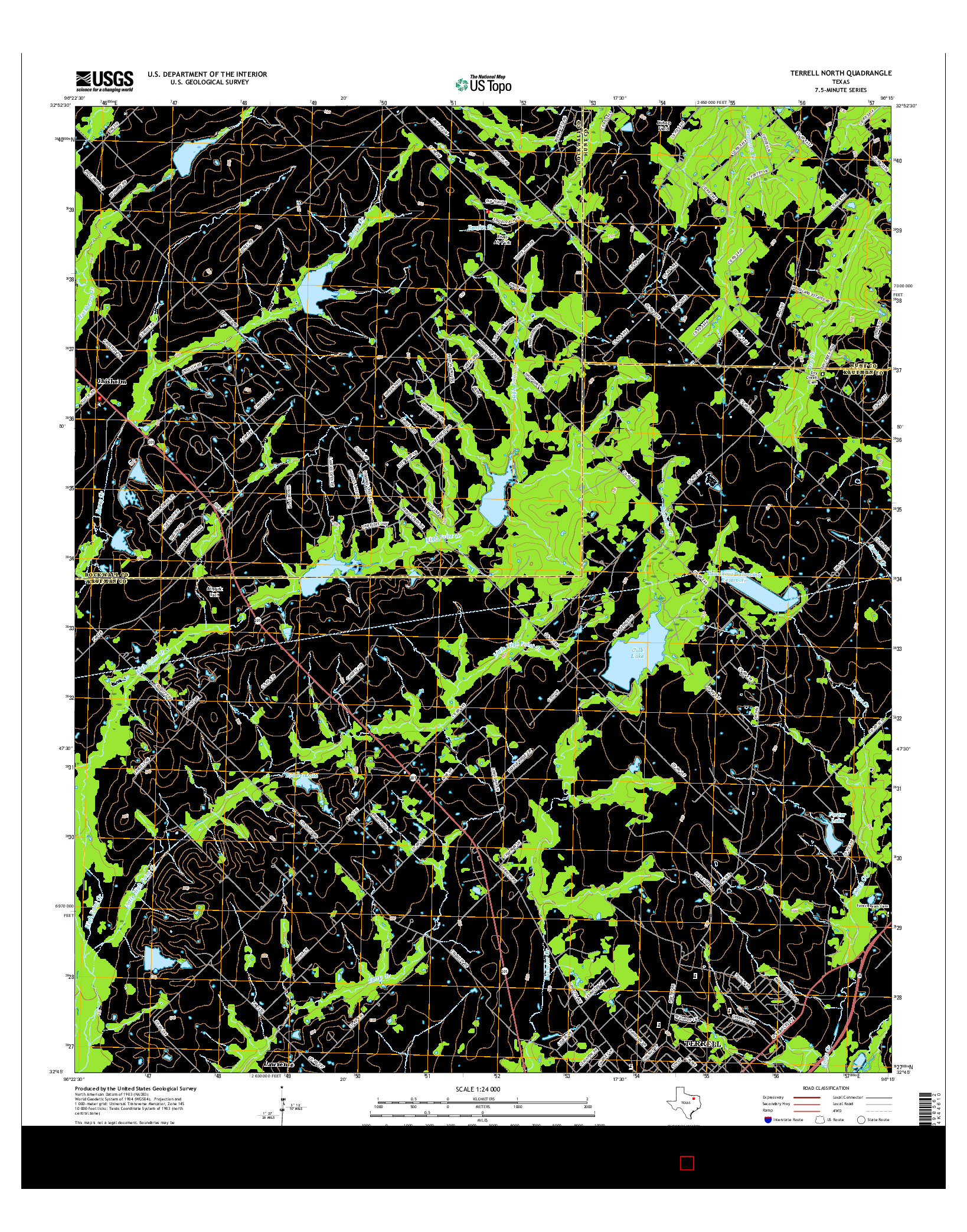 USGS US TOPO 7.5-MINUTE MAP FOR TERRELL NORTH, TX 2016