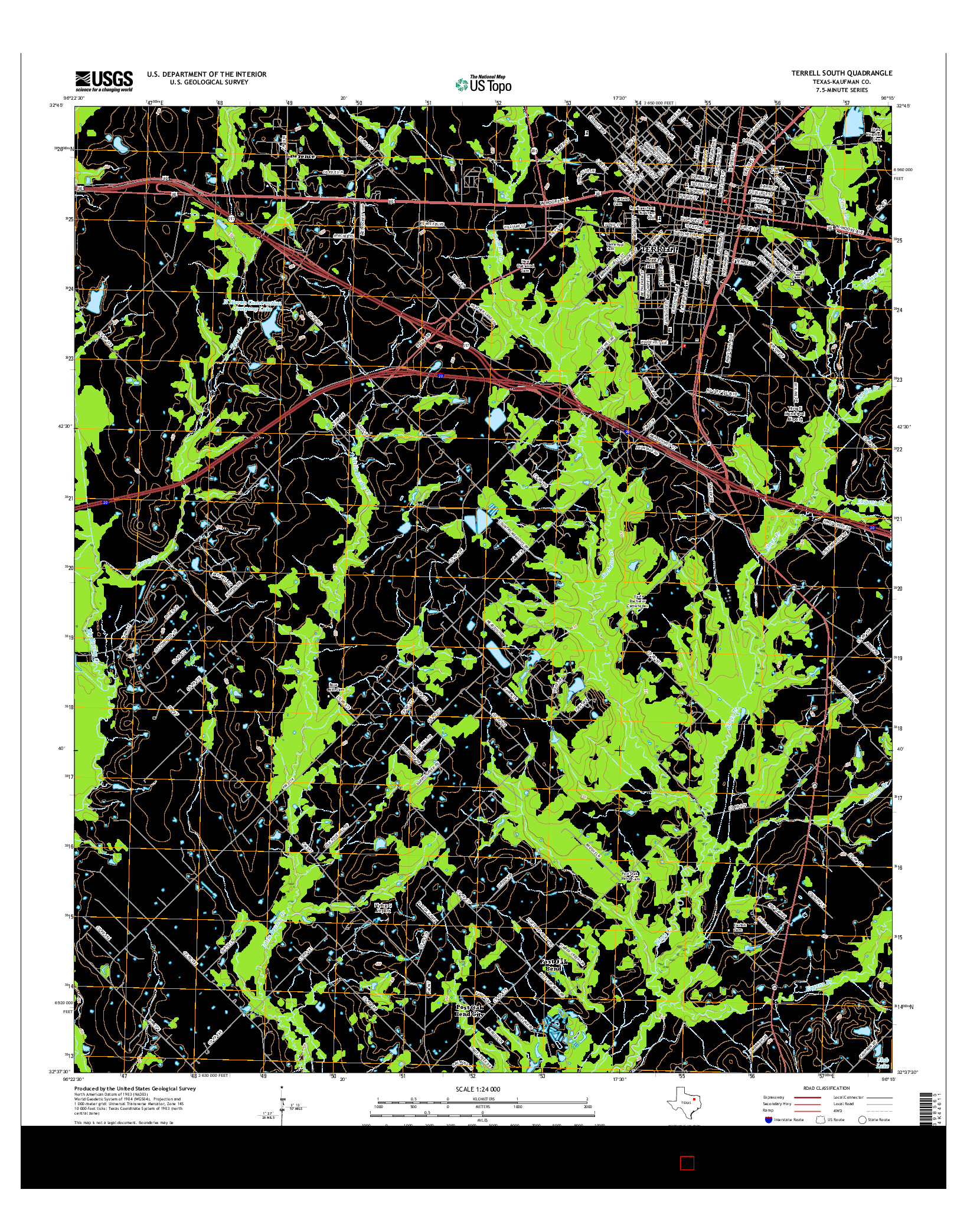 USGS US TOPO 7.5-MINUTE MAP FOR TERRELL SOUTH, TX 2016