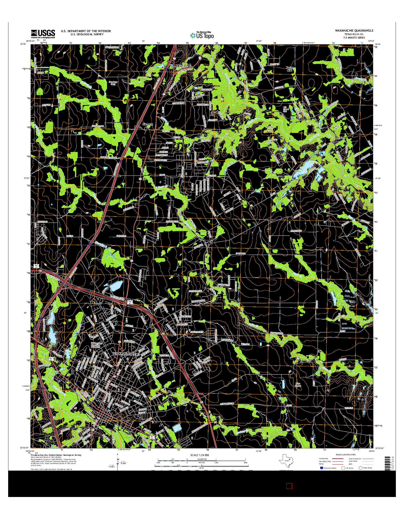 USGS US TOPO 7.5-MINUTE MAP FOR WAXAHACHIE, TX 2016