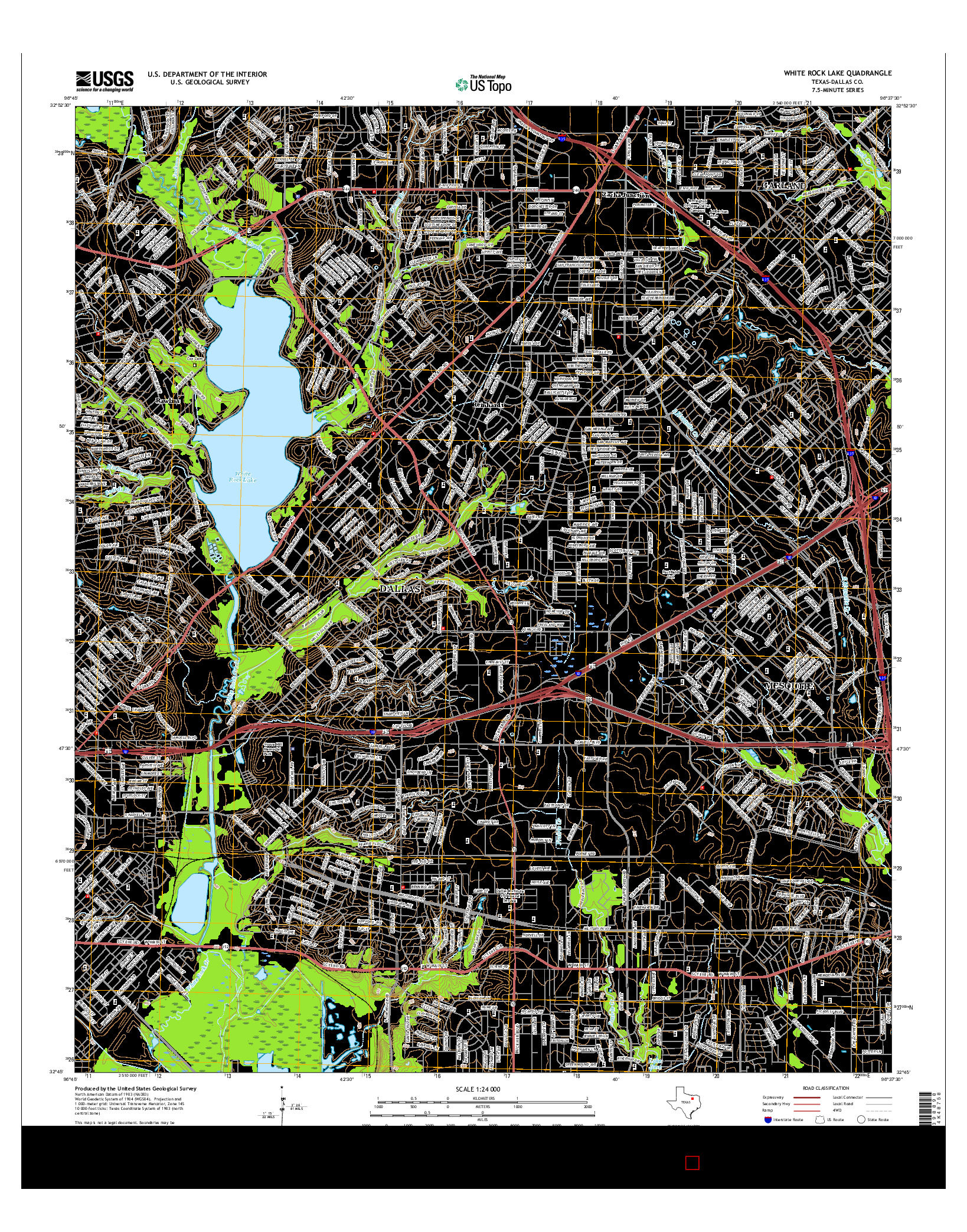 USGS US TOPO 7.5-MINUTE MAP FOR WHITE ROCK LAKE, TX 2016