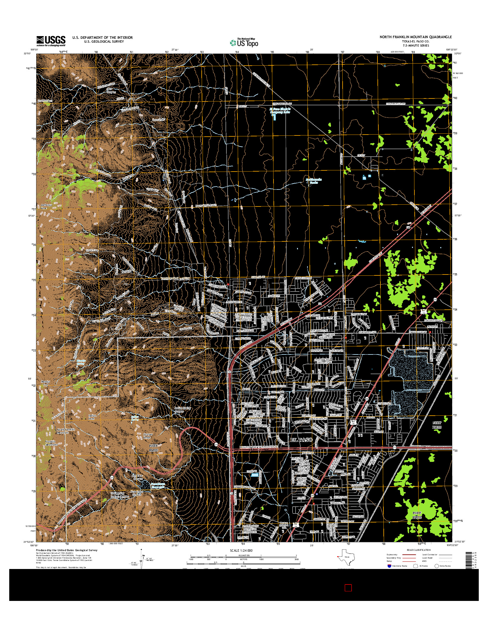 USGS US TOPO 7.5-MINUTE MAP FOR NORTH FRANKLIN MOUNTAIN, TX 2016