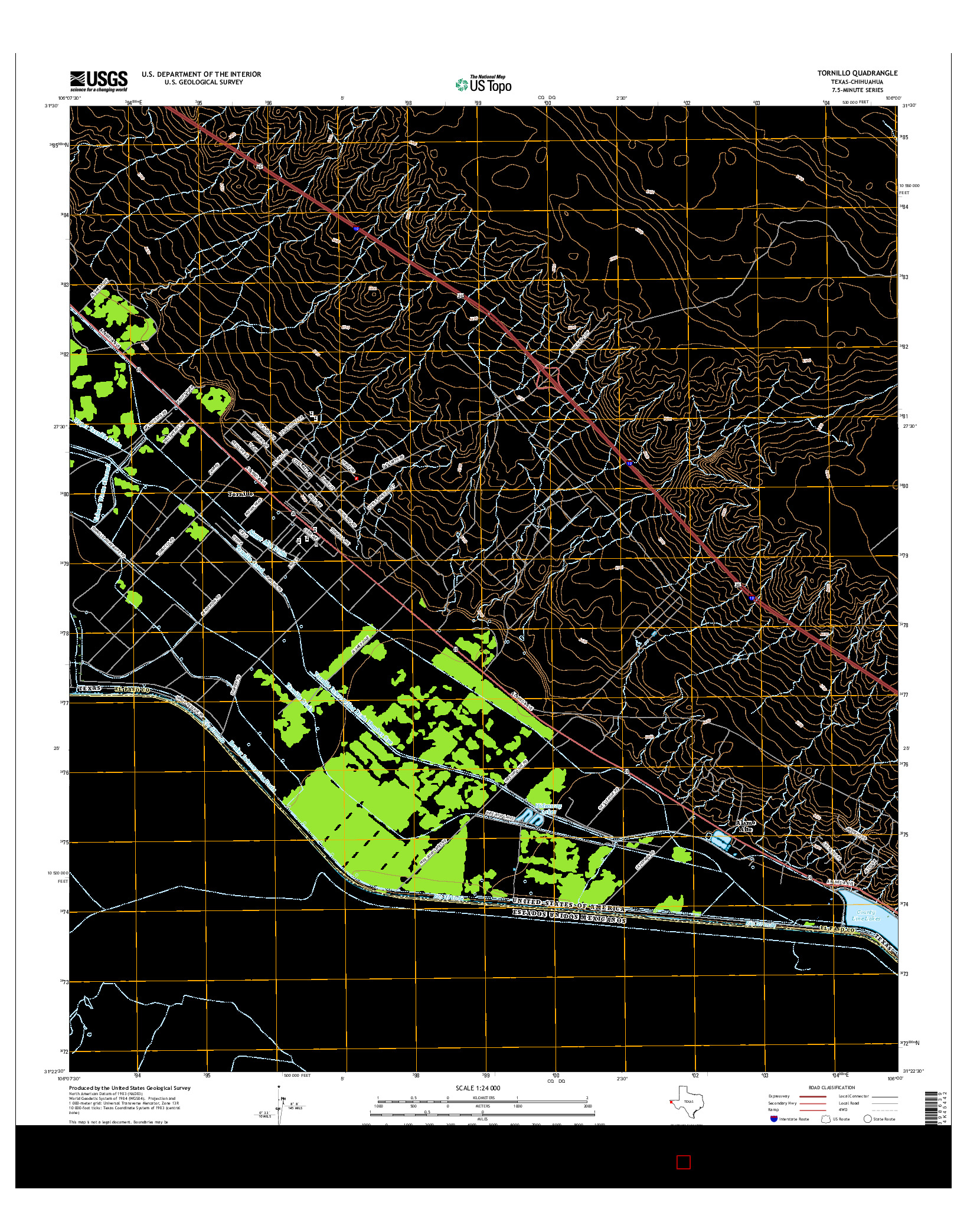 USGS US TOPO 7.5-MINUTE MAP FOR TORNILLO, TX-CHH 2016