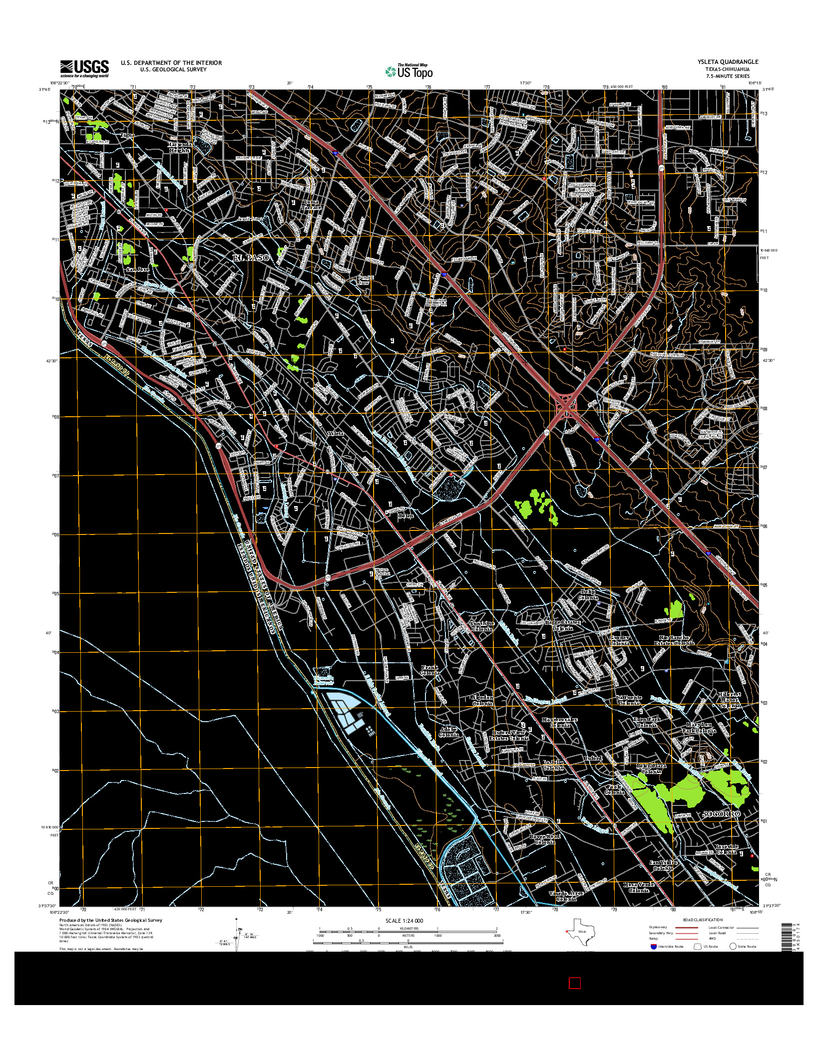 USGS US TOPO 7.5-MINUTE MAP FOR YSLETA, TX-CHH 2016